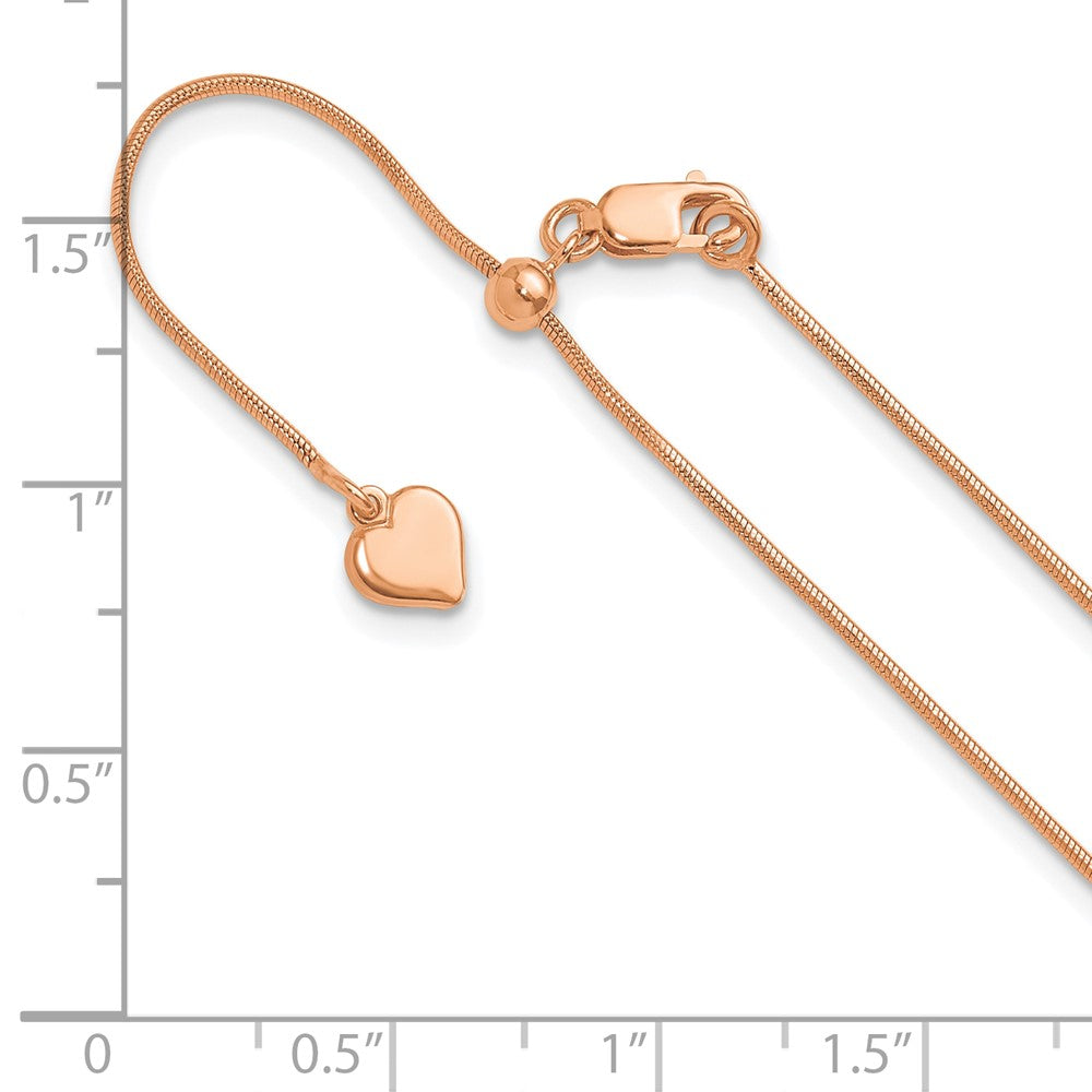 22 Inch Sterling Silver Rose Gold-Plated Adjustable .95mm Snake Chain Necklace