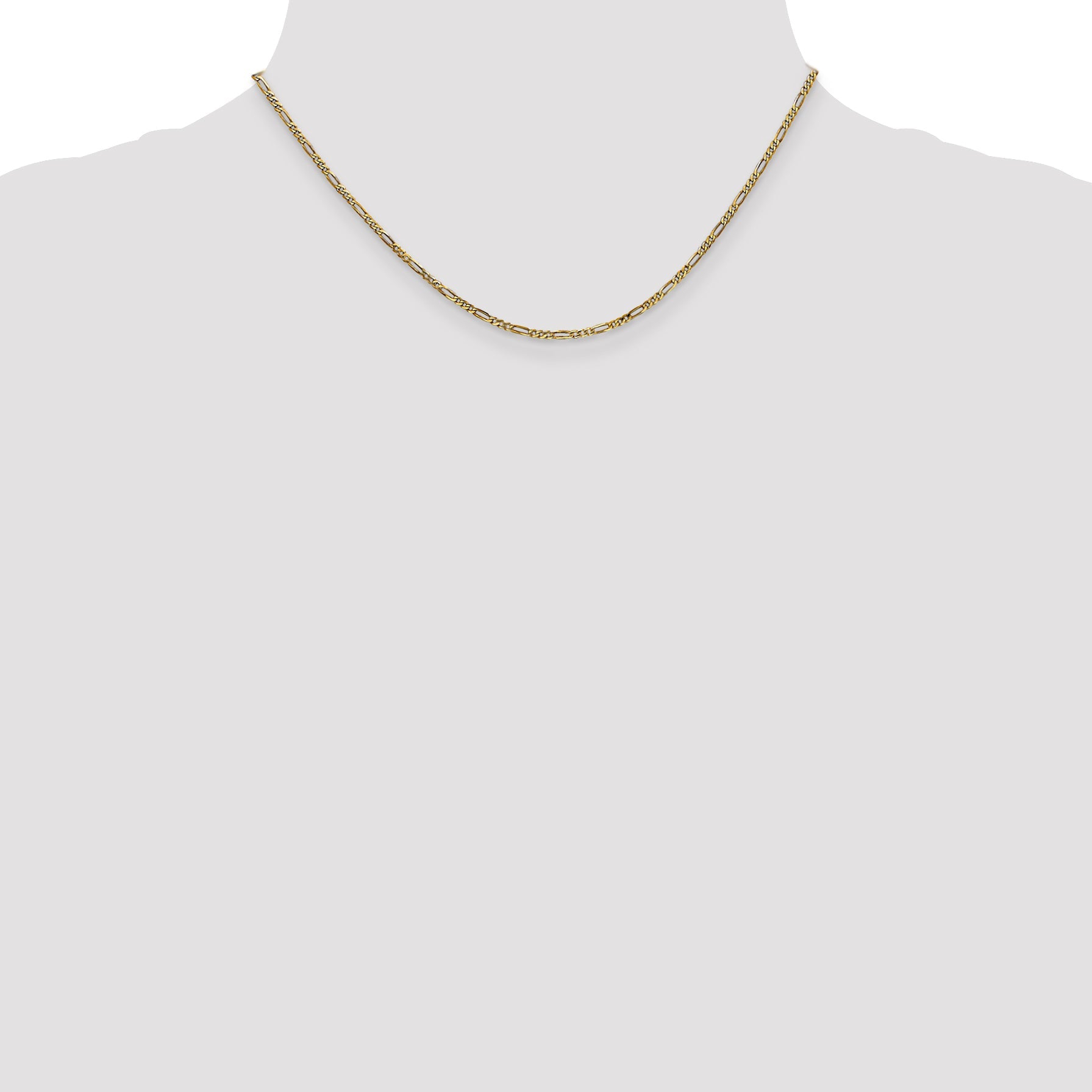 14K Yellow Gold 16 Inch 1.8mm Flat Figaro With Lobster Clasp Chain Necklace