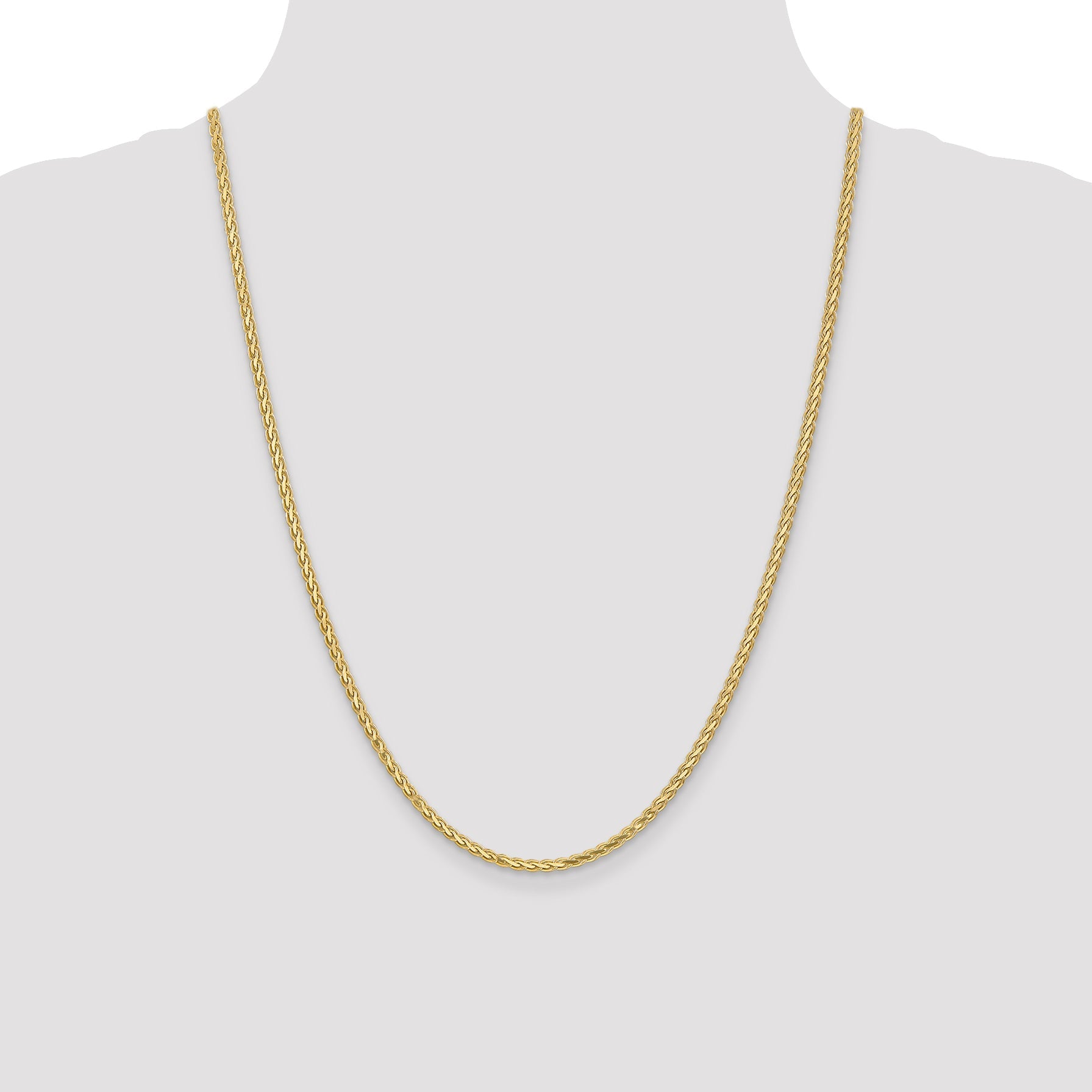 14K Yellow Gold 24 Inch 2.8mm Flat Wheat With Lobster Clasp Chain Necklace