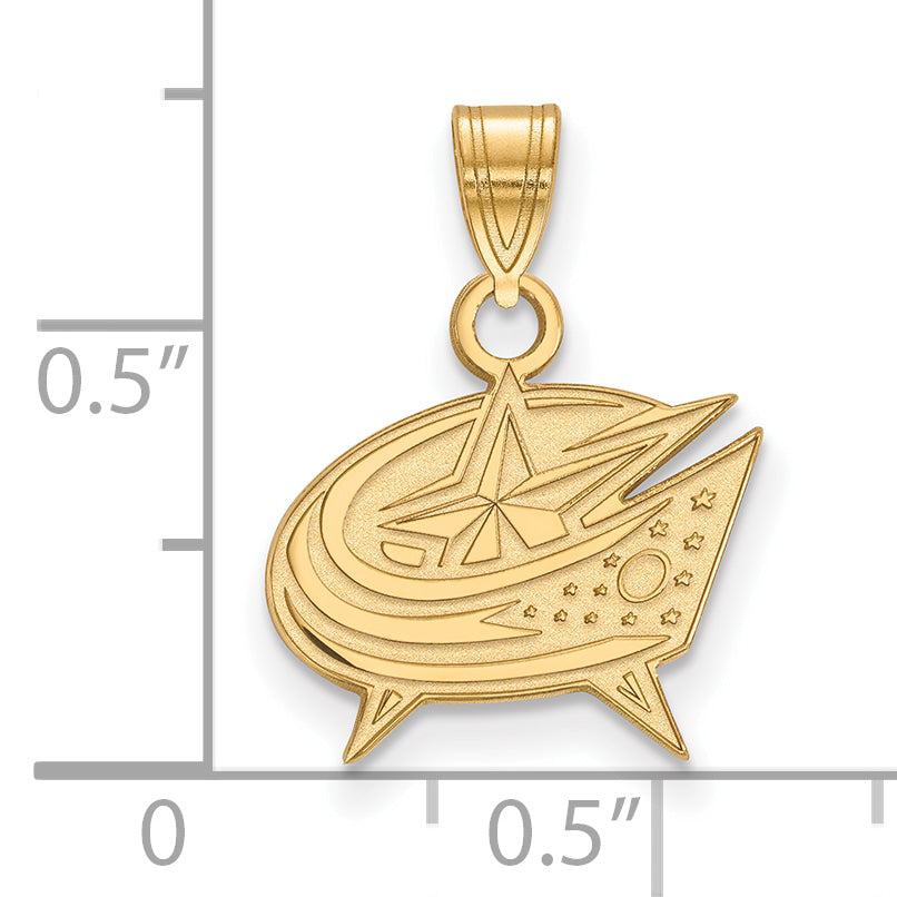 10K Yellow Gold Nhl Logoart Columbus Blue Jackets Small Pendant