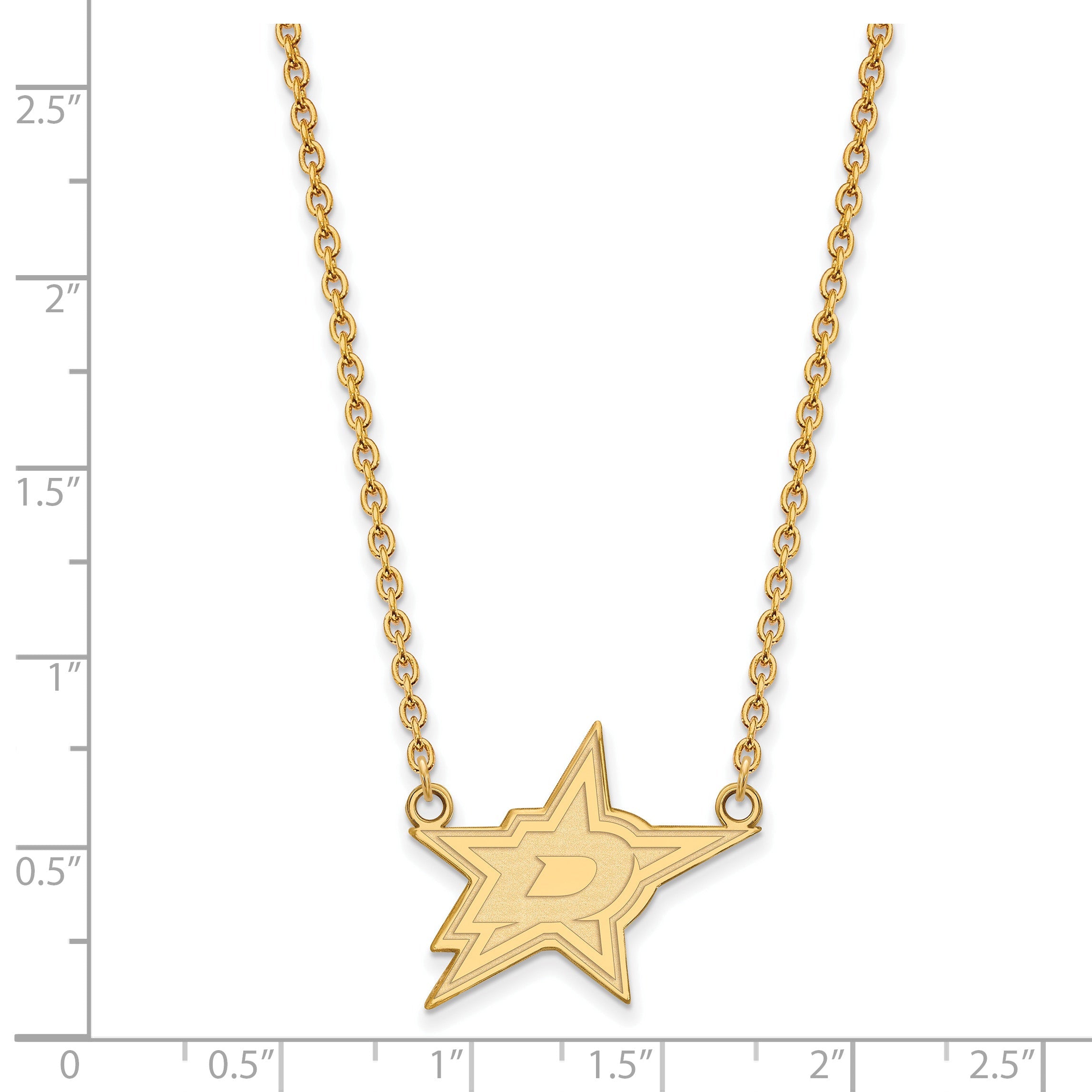 10K Yellow Gold Nhl Logoart Dallas Stars Large Pendant 18 Inch Necklace