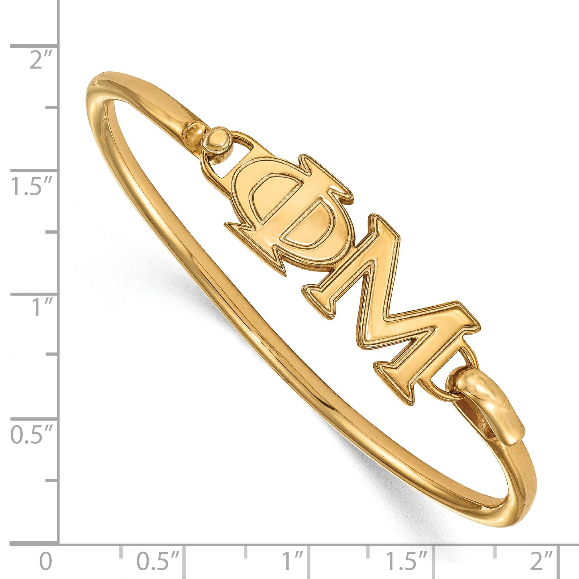 Gold Plated Sterling Silver Gp Logoart Phi Mu Small Hook And Clasp Bangle