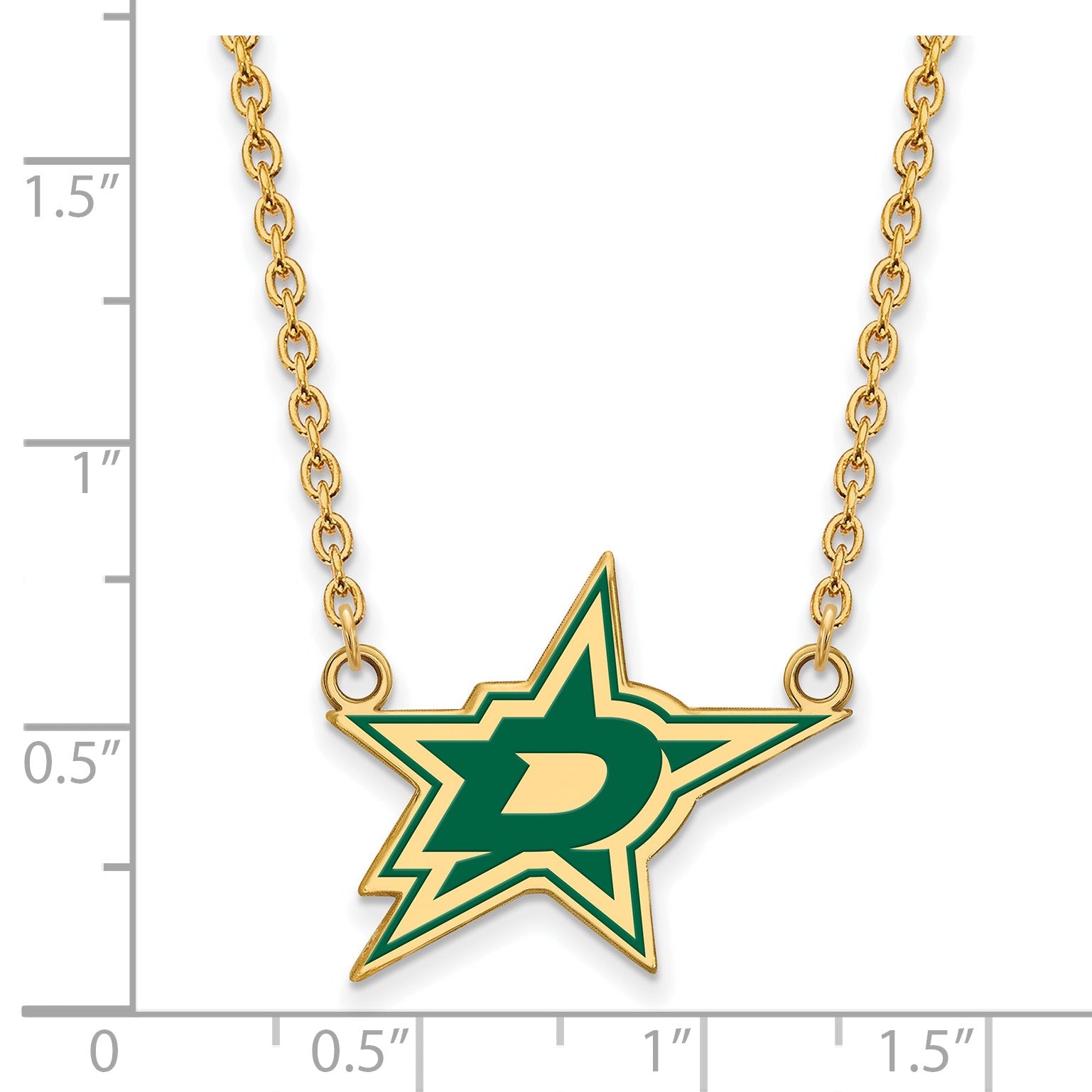 Gold Plated Sterling Silver Nhl Logoart Dallas Stars Large Enameled Pendant 18 Inch Necklace