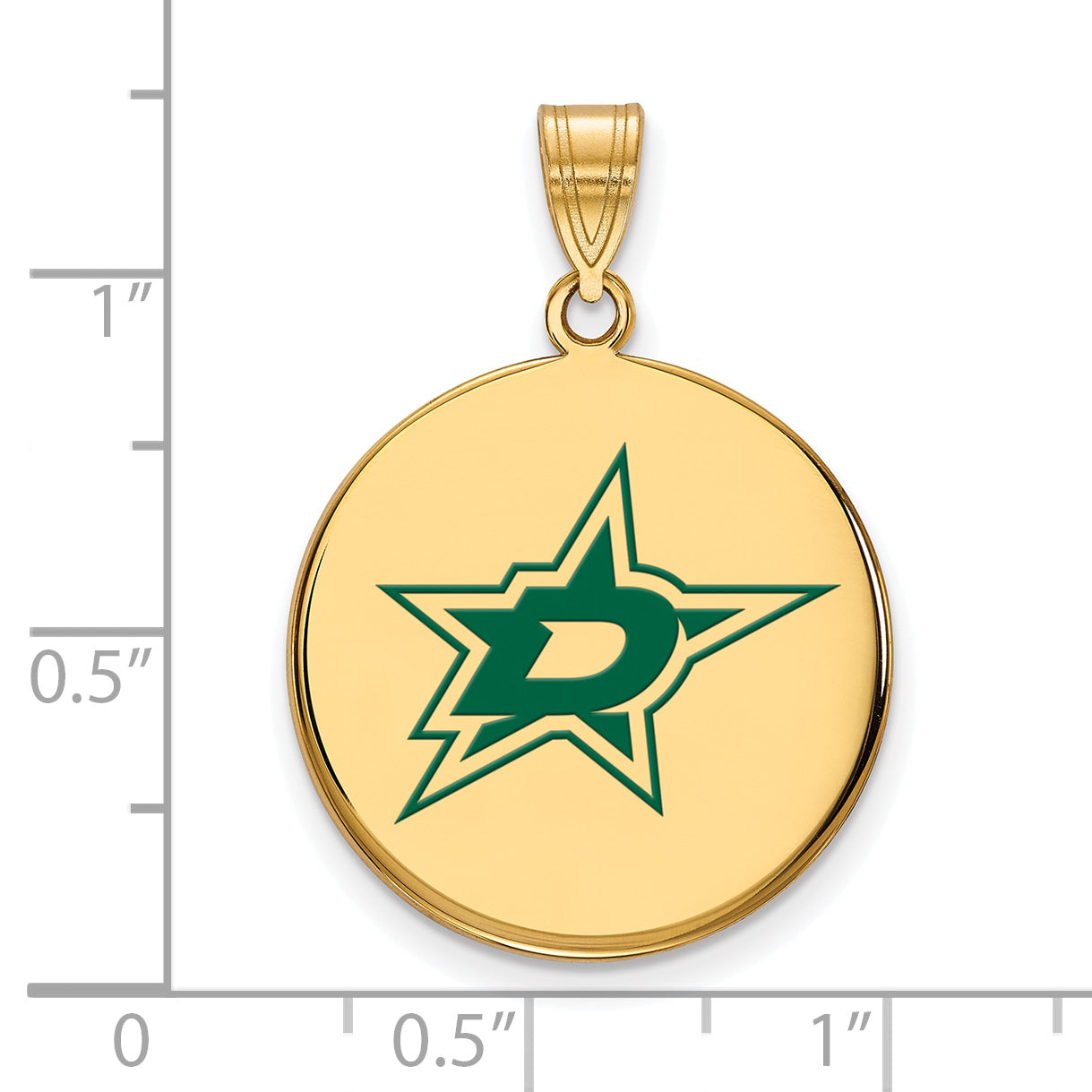 Gold Plated Sterling Silver Nhl Logoart Dallas Stars Large Enameled Disc Pendant