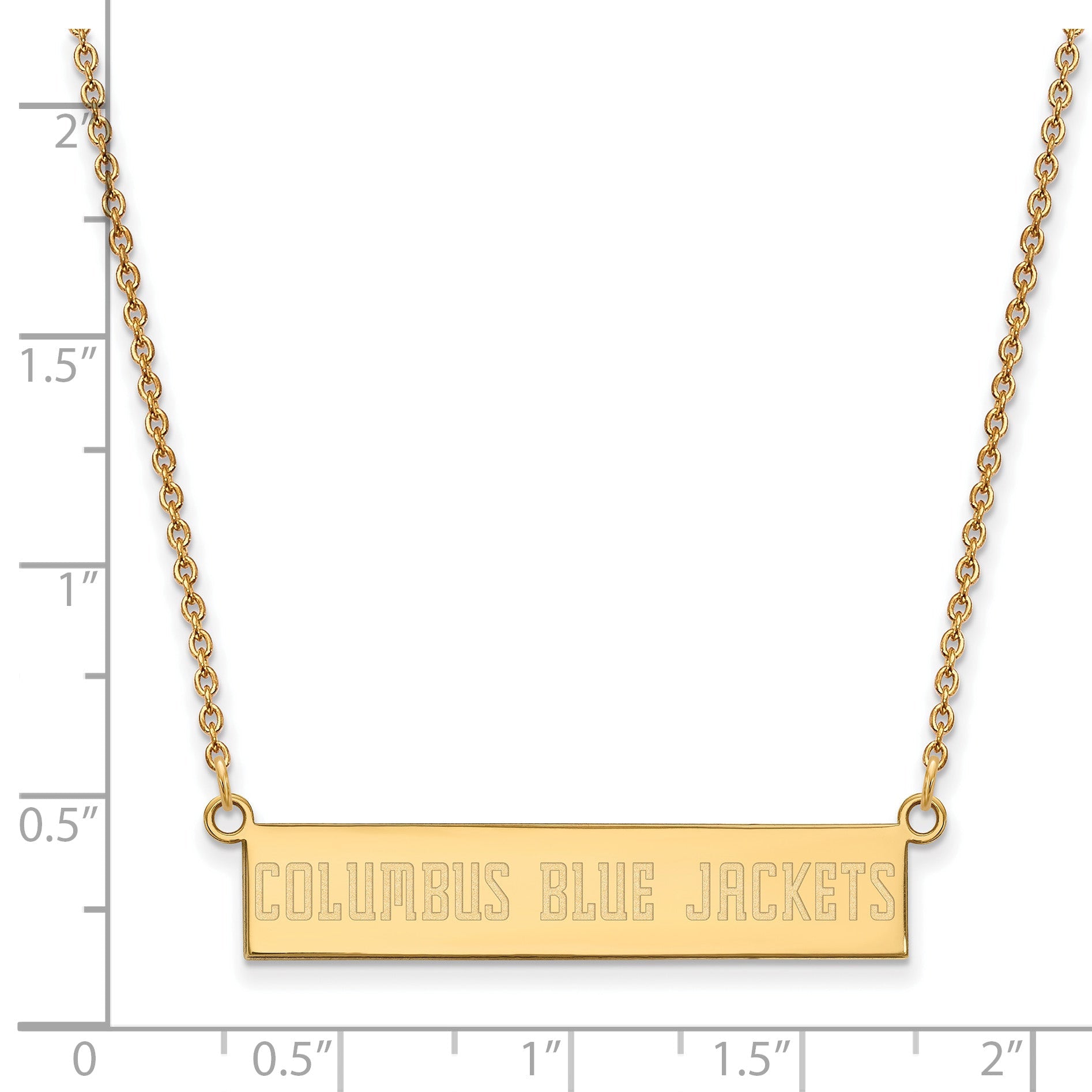 Gold Plated Sterling Silver Nhl Logoart Columbus Blue Jackets Small Bar 18 Inch Necklace