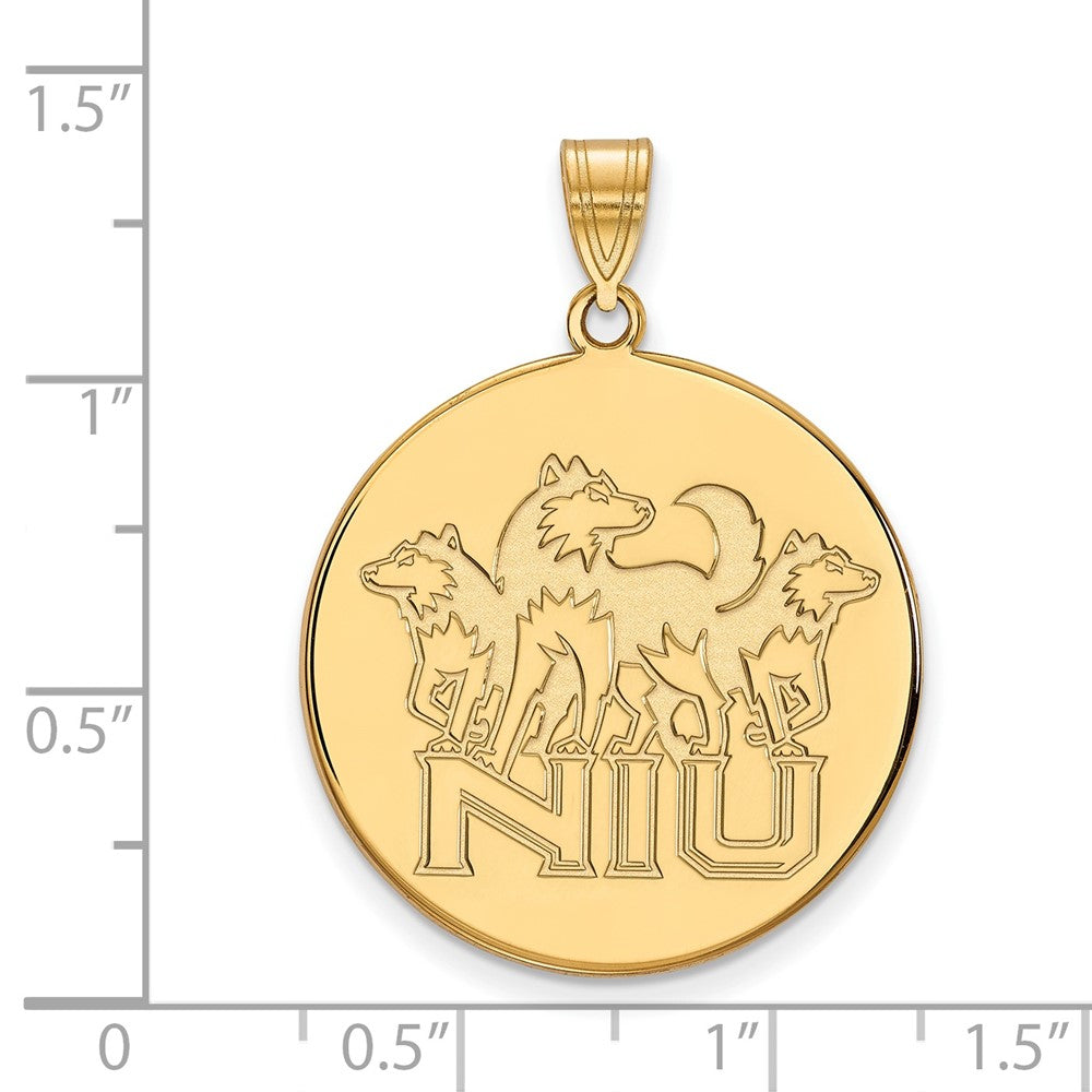 10K Yellow Gold Logoart Northern Illinois University N I U With Huskies Extra Large Disc Pendant