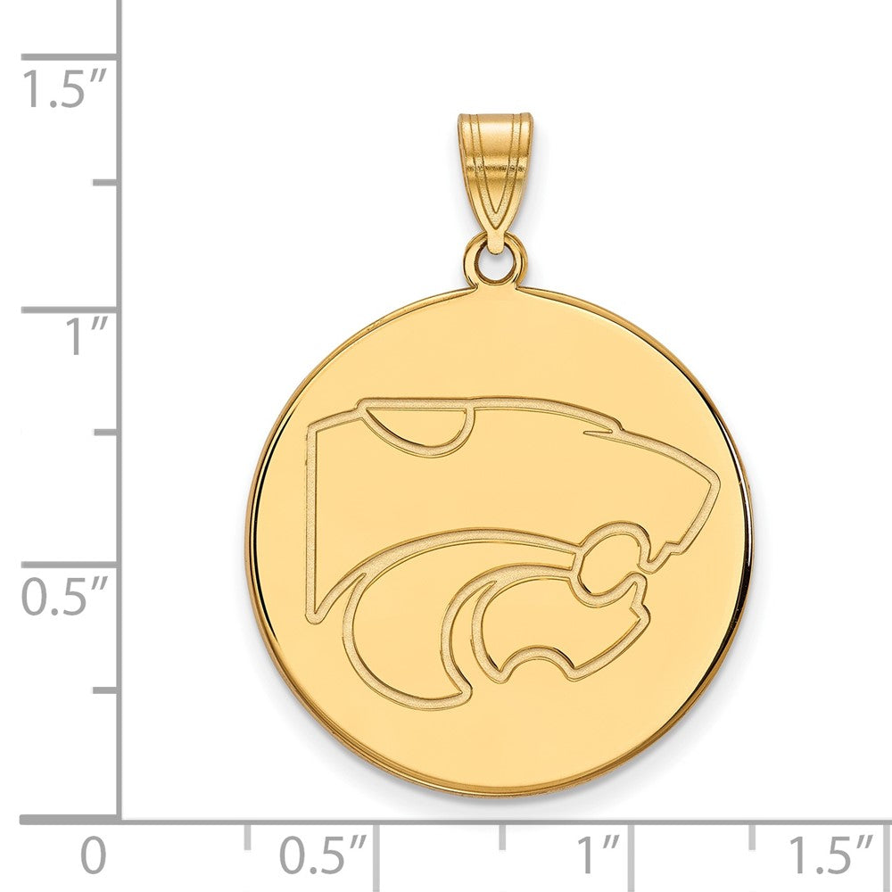 10K Yellow Gold Logoart Kansas State University Wildcat Extra Large Disc Pendant