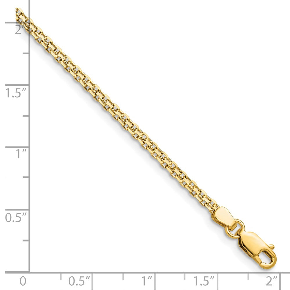 7 Inch 14K Yellow Gold 2.2mm Lightweight Flat Bismark Chain Bracelet