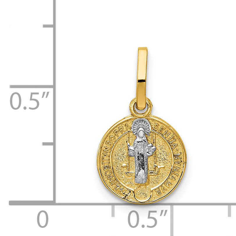 14K Yellow & Rhodium With Circle St. Benedict Medal Pendant