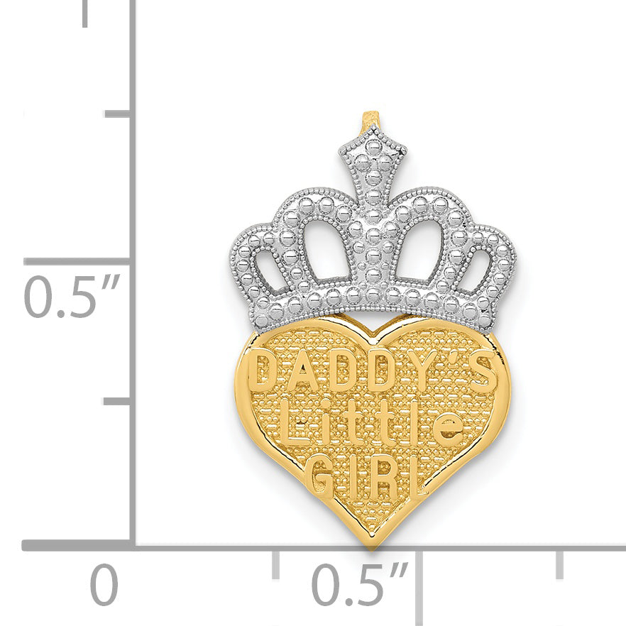 14K Yellow & Rhodium W/White Polished Daddy'S Little Girl Heart Chain Slide