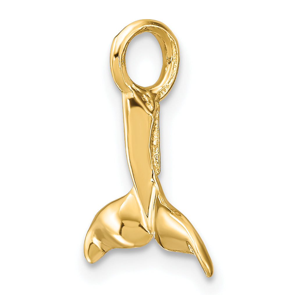 14K Yellow Gold 3-D Polished Whale Tail Chain Slide
