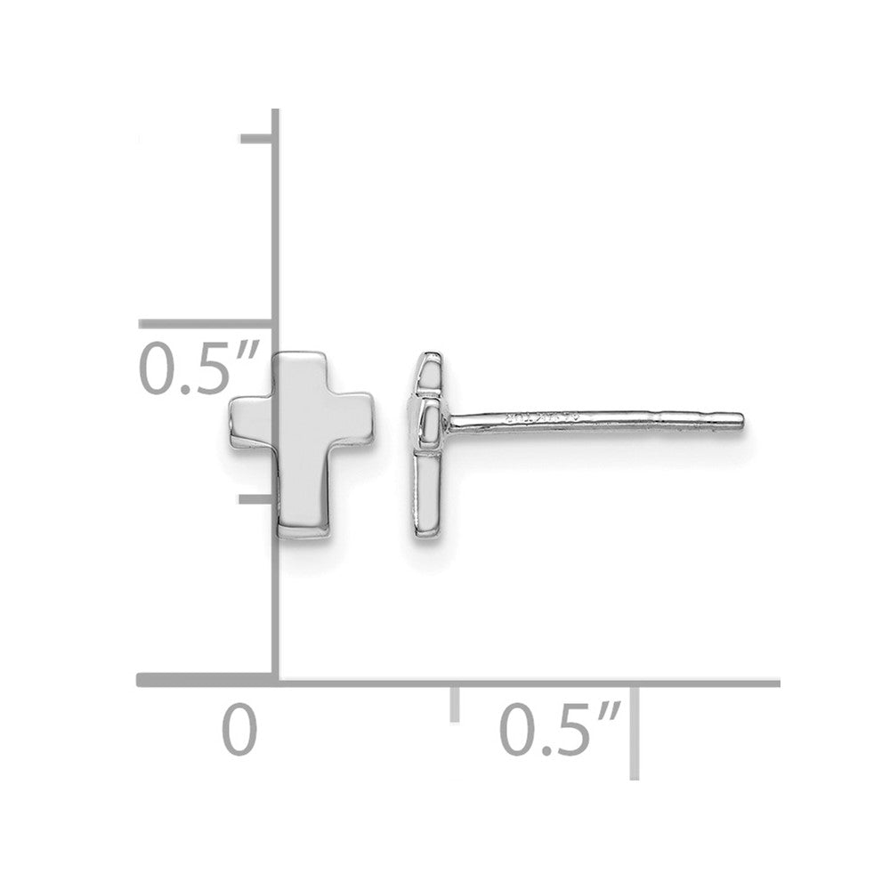 14K White Gold Polished Cross Post Earrings