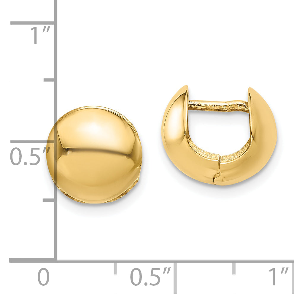 14K Yellow Gold Polished Round Huggie Earrings