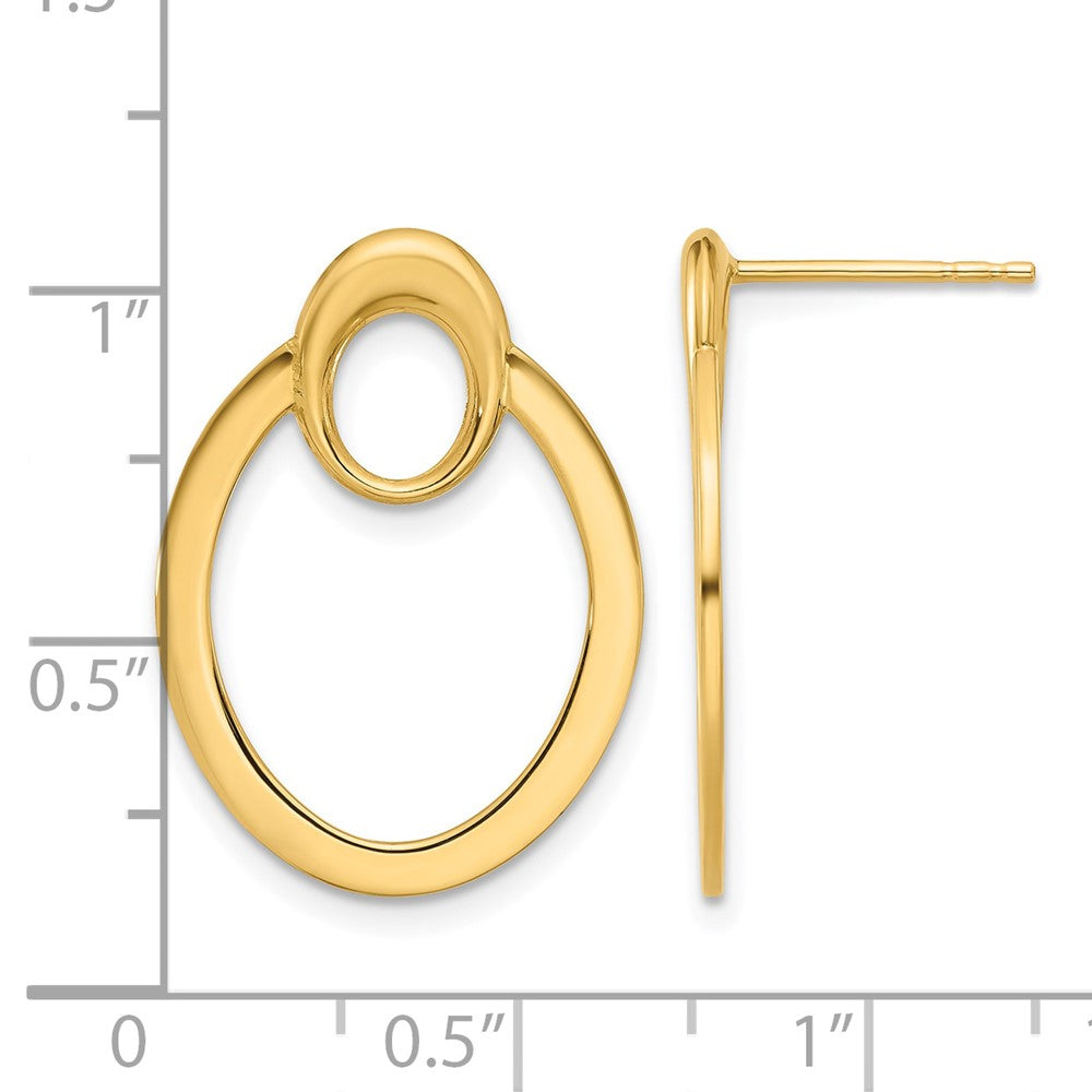 14K Yellow Gold Polished Oval Drop Post Earrings