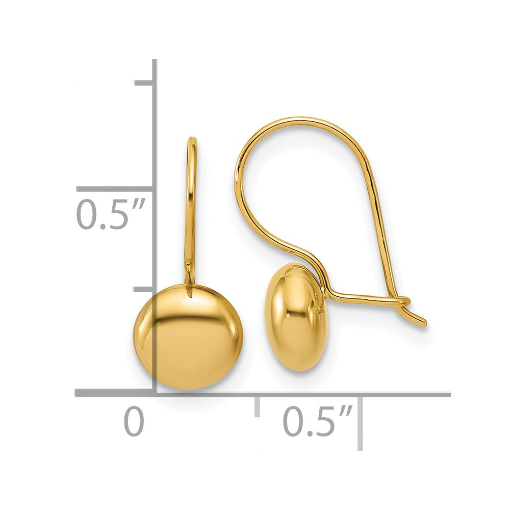 14K Yellow Gold Polished Drop Button Earrings