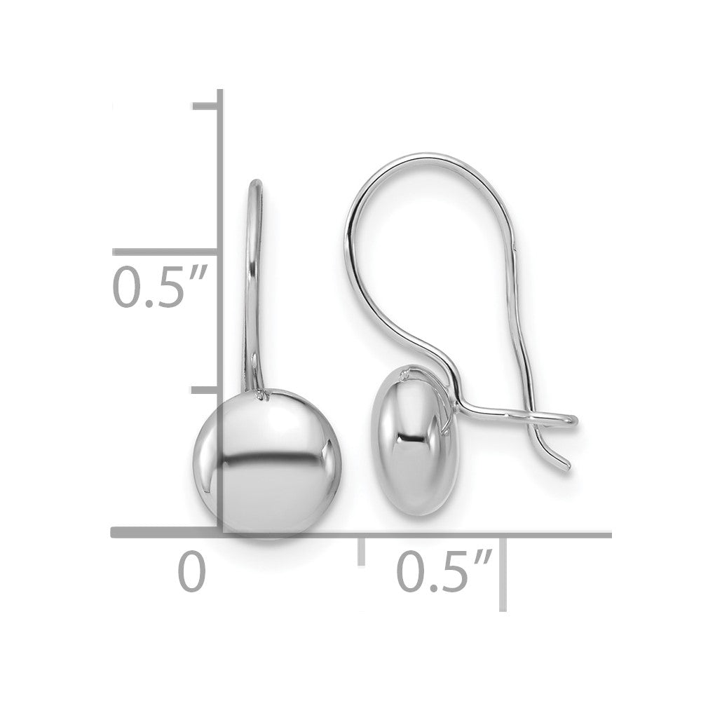 14K White Gold Polished Drop Button Earrings