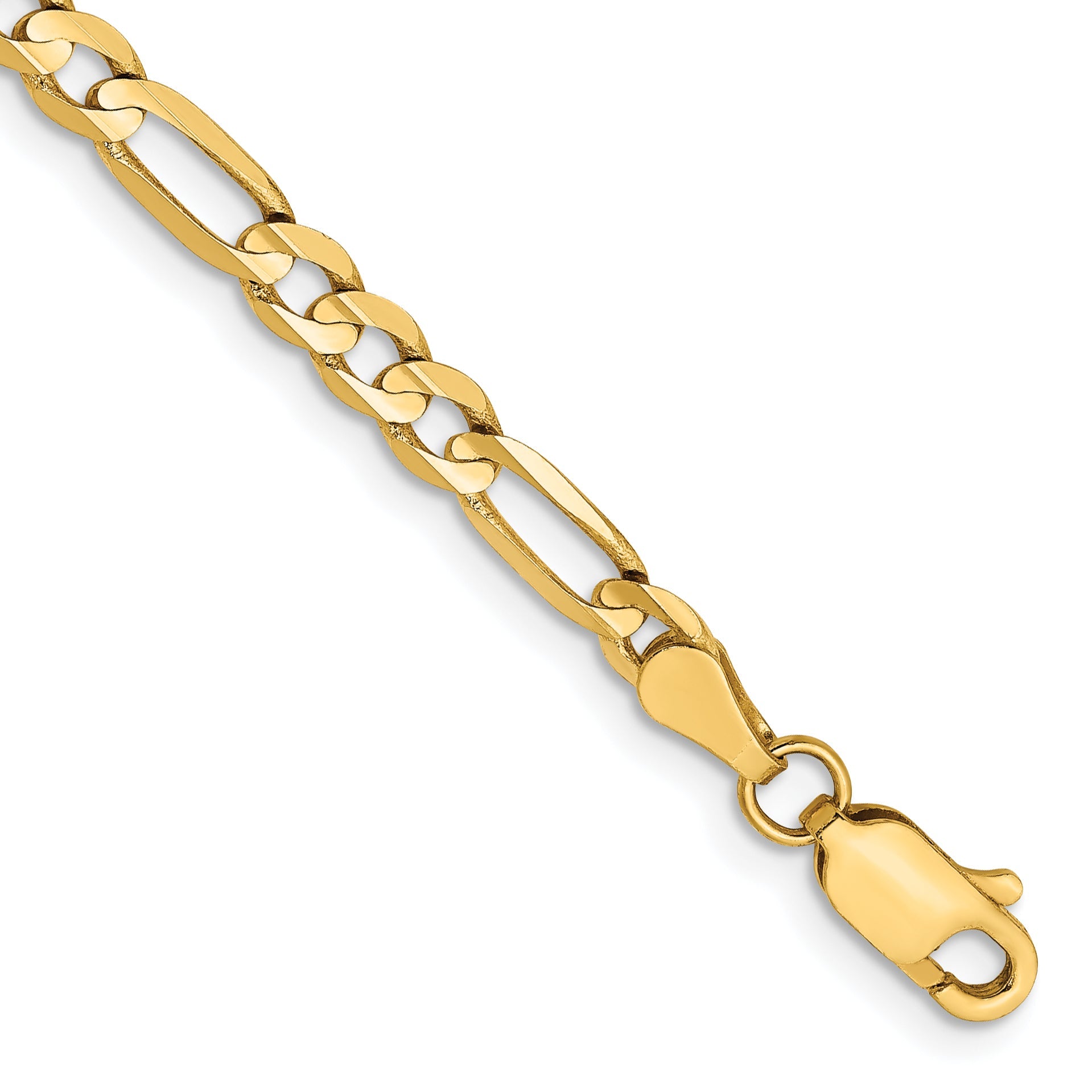 9 Inch 14K 4mm Concave Open Figaro Chain Anklet
