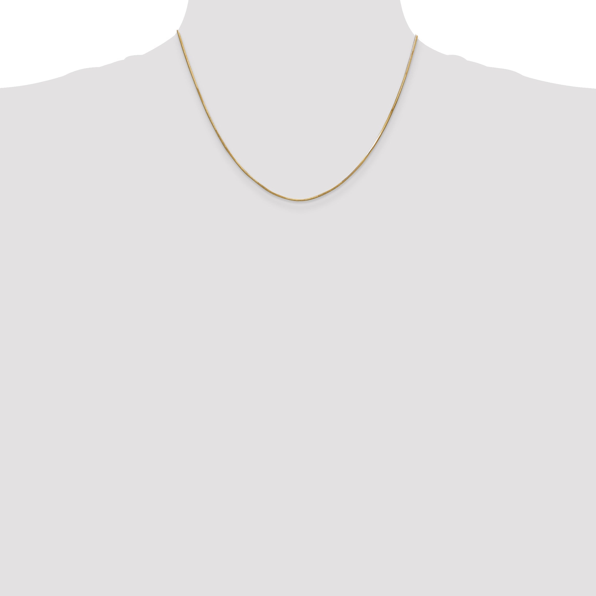 14K Yellow Gold 18 Inch .8mm Octagonal Snake With Lobster Clasp Chain Necklace