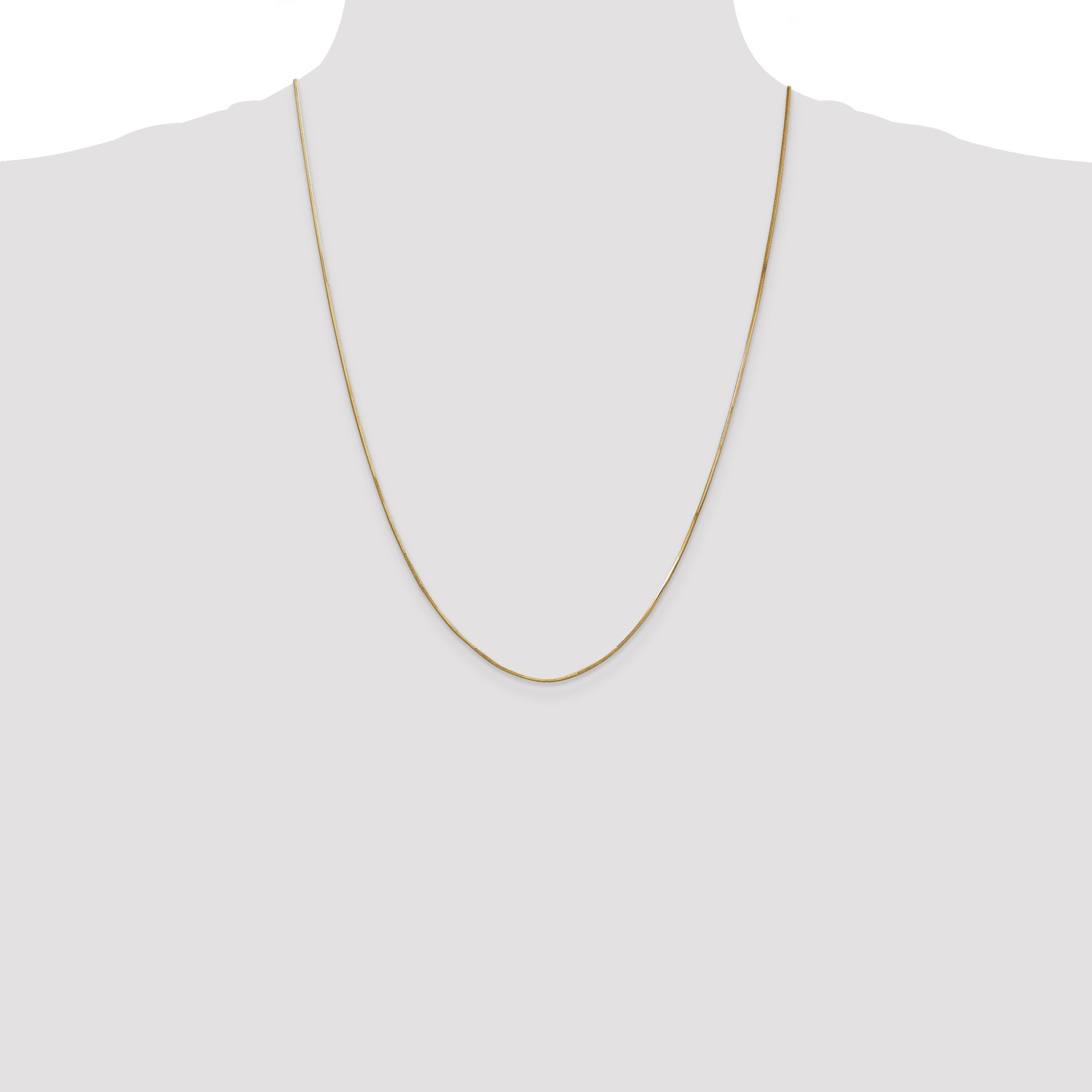 14K Yellow Gold 24 Inch .8mm Octagonal Snake With Lobster Clasp Chain Necklace