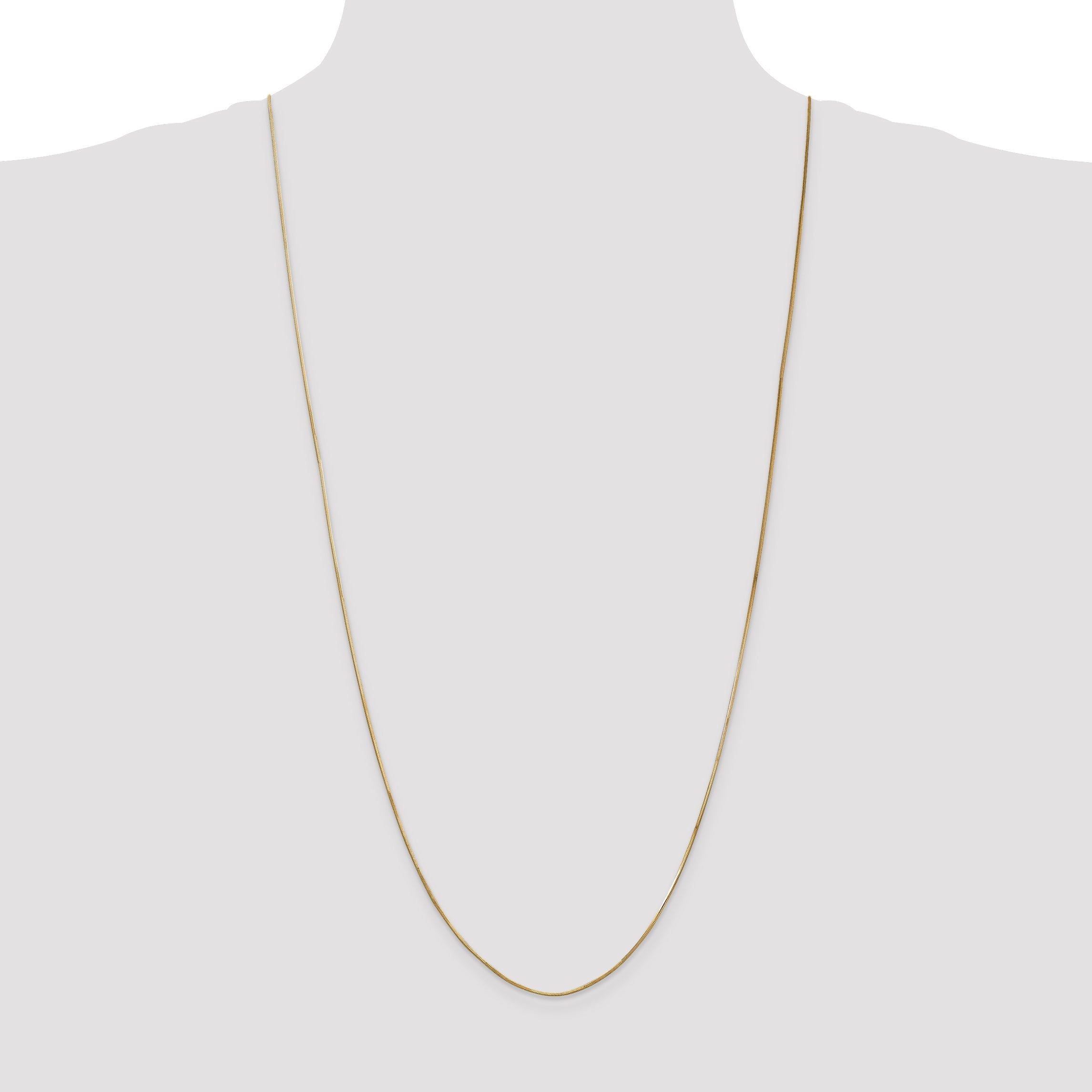 14K Yellow Gold 30 Inch .8mm Octagonal Snake With Lobster Clasp Chain Necklace