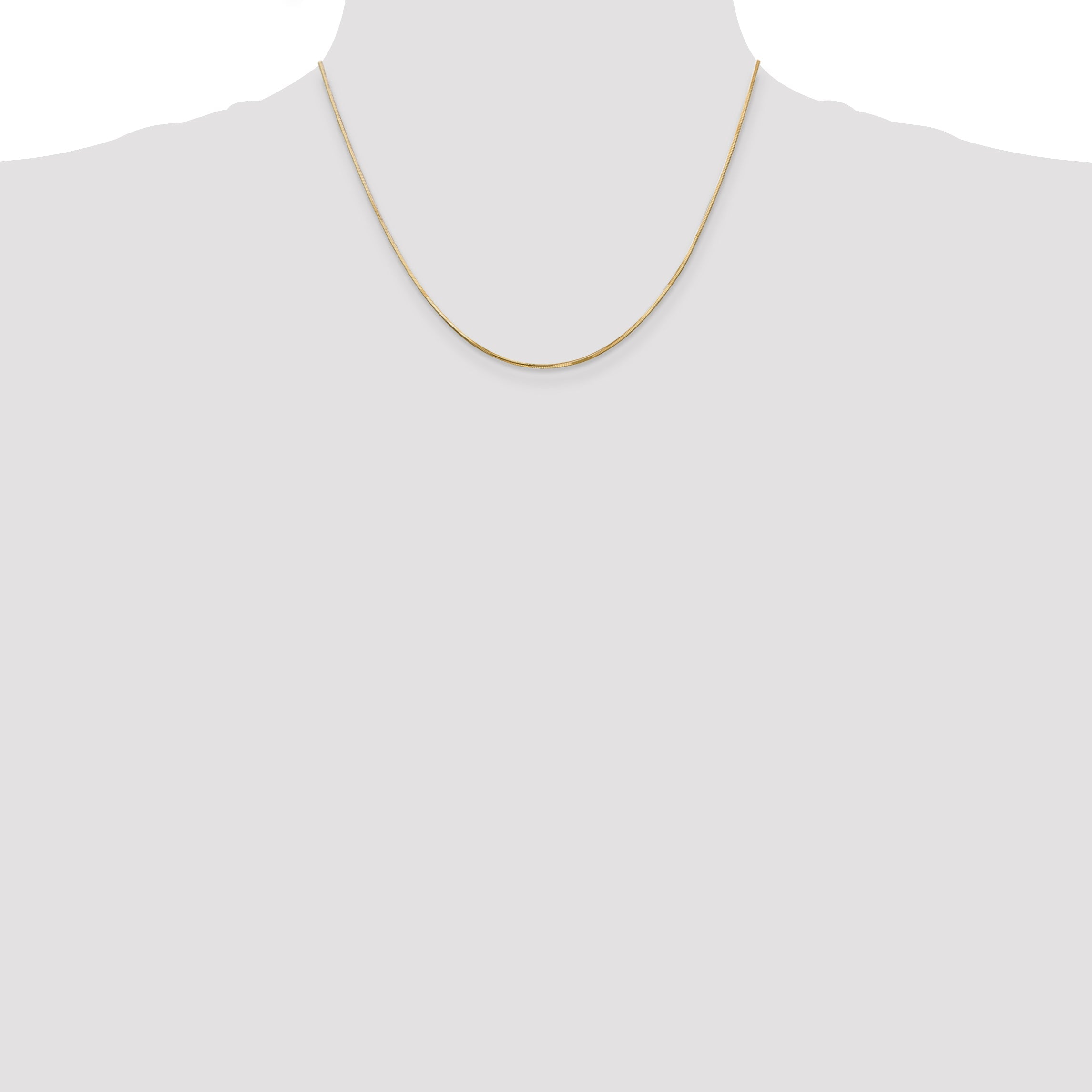 14K Yellow Gold 18 Inch .9mm Octagonal Snake With Lobster Clasp Chain Necklace