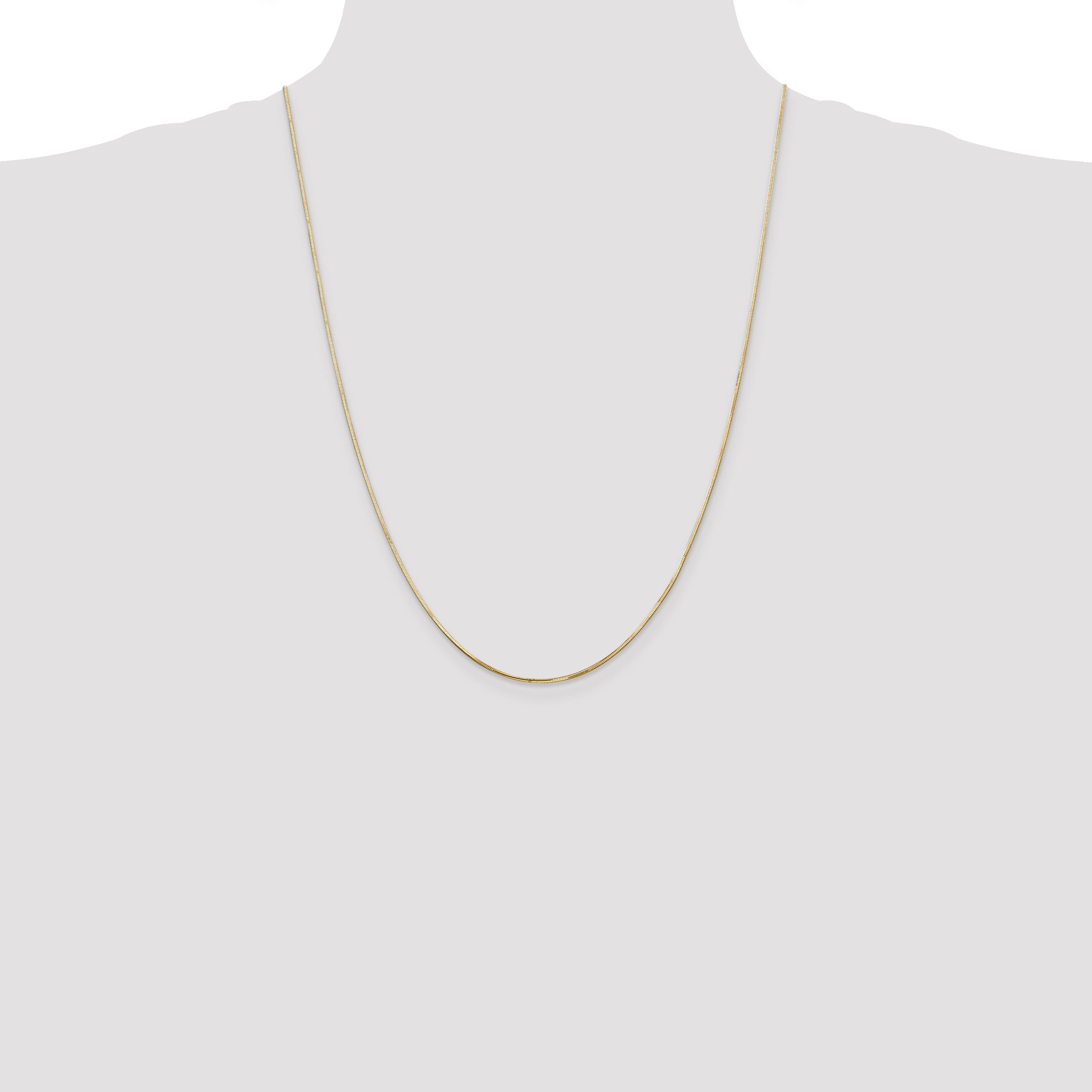 14K Yellow Gold 24 Inch .9mm Octagonal Snake With Lobster Clasp Chain Necklace