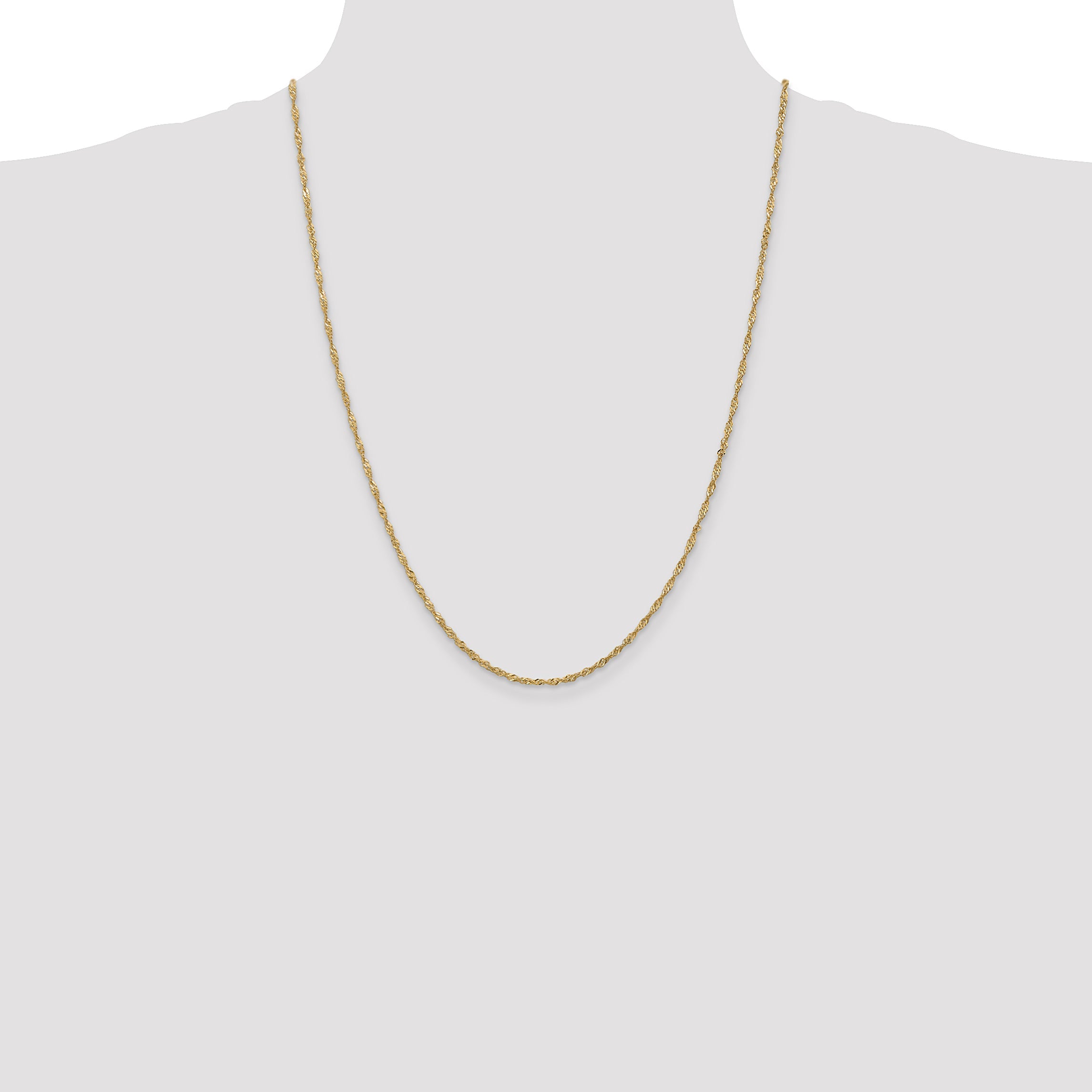 14K Yellow Gold 24 Inch 1.70mm Singapore With Lobster Clasp Chain Necklace