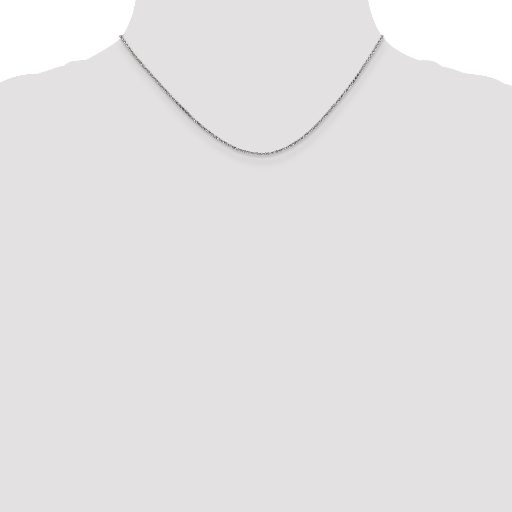 14K White Gold 16 Inch 1.4mm Round Open Link Cable With Lobster Clasp Chain Necklace