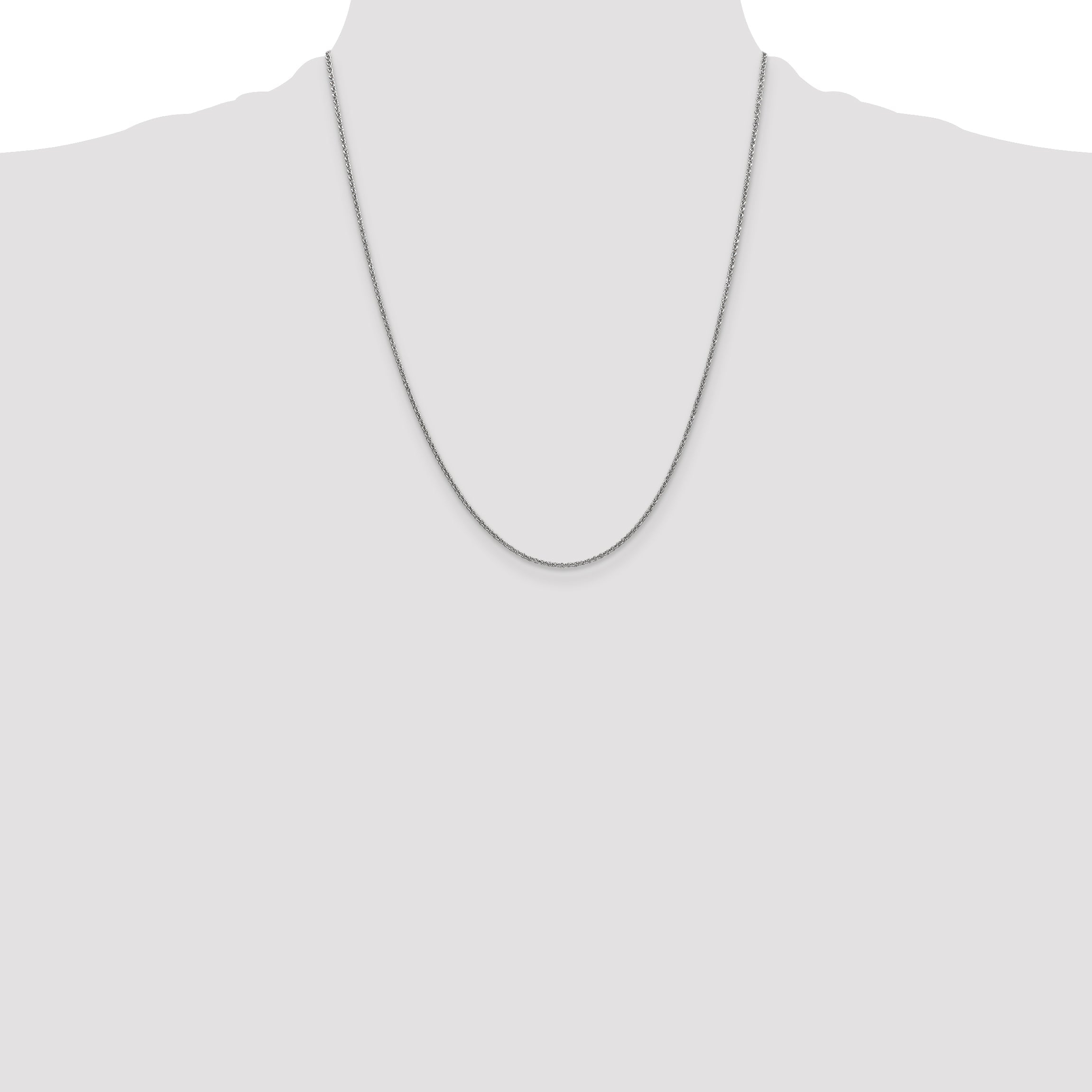 14K White Gold 22 Inch 1.4mm Round Open Link Cable With Lobster Clasp Chain Necklace