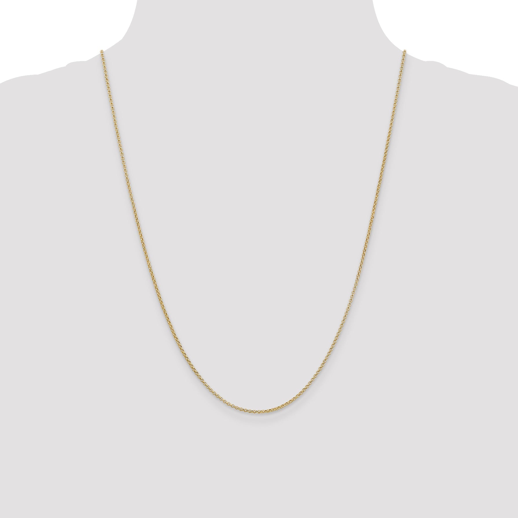 14K Yellow Gold 24 Inch 1.55mm Rolo With Lobster Clasp Pendant Chain Necklace