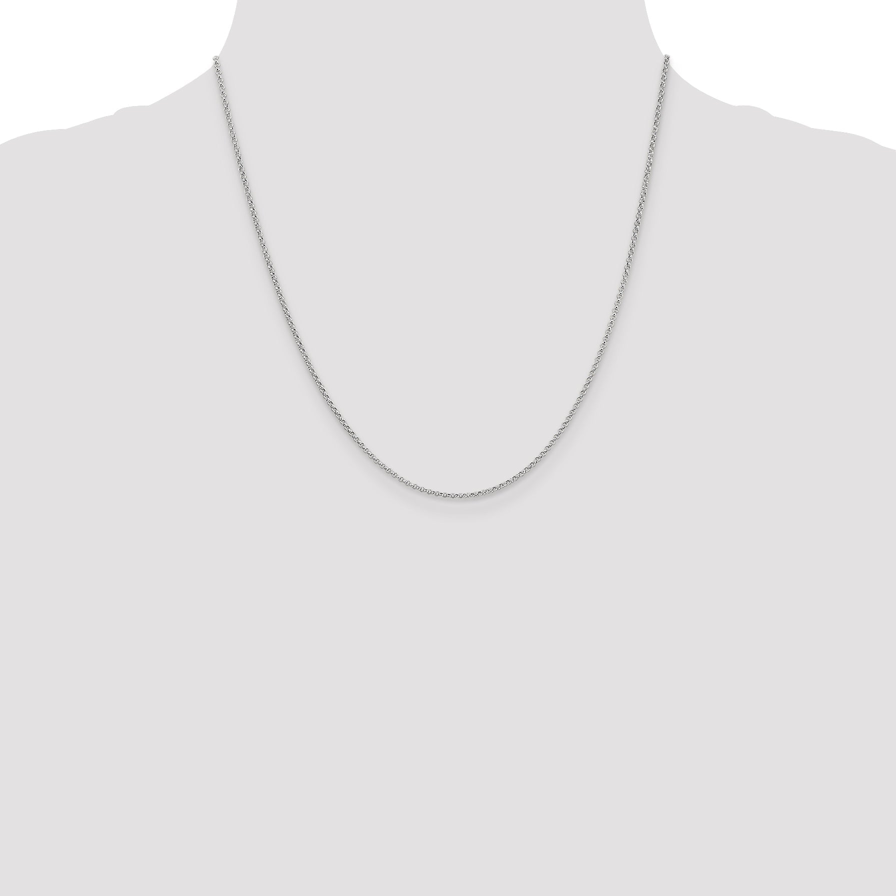 14K White Gold 20 Inch 1.55mm Rolo With Lobster Clasp Pendant Chain Necklace