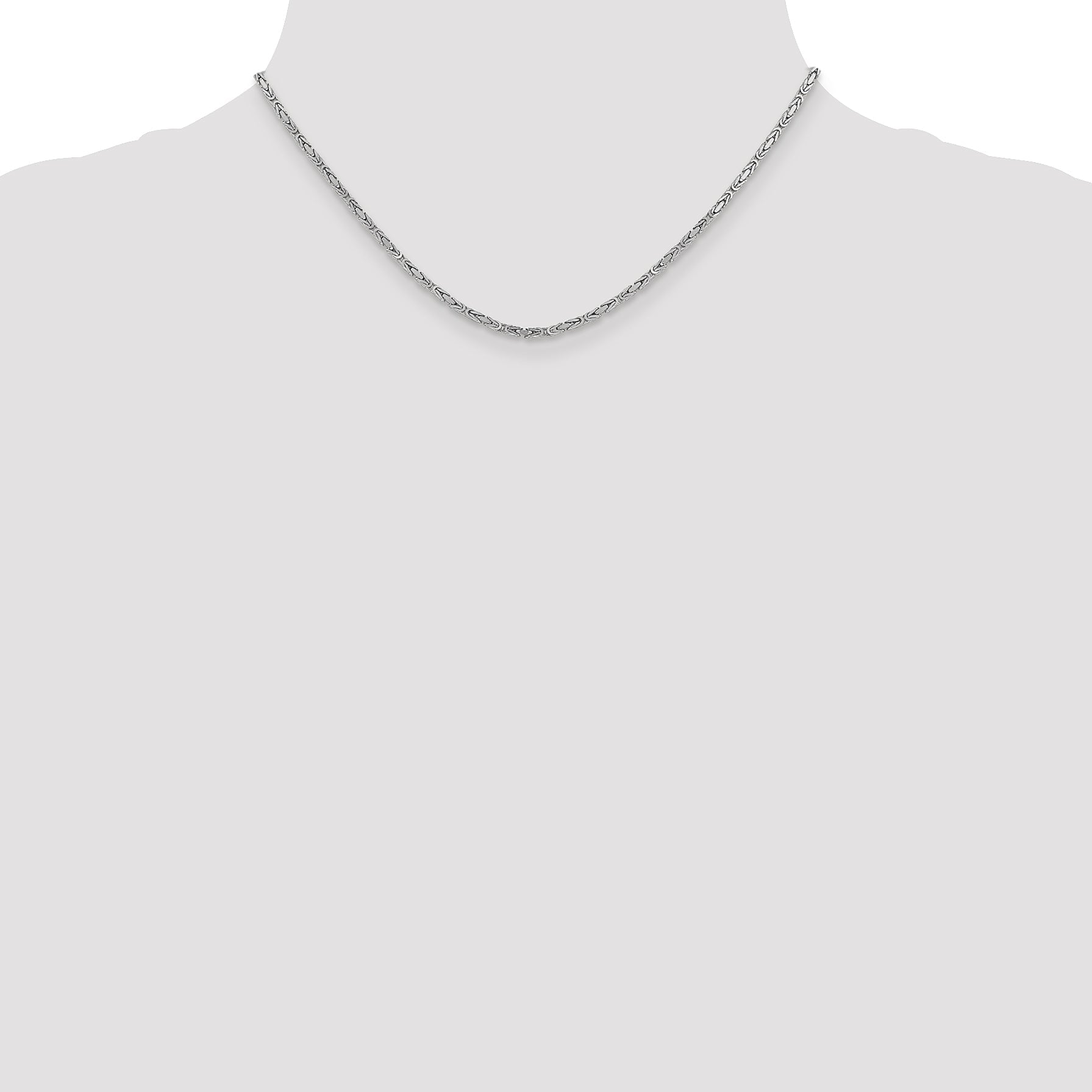 14K White Gold 16 Inch 2mm Byzantine With Lobster Clasp Chain Necklace