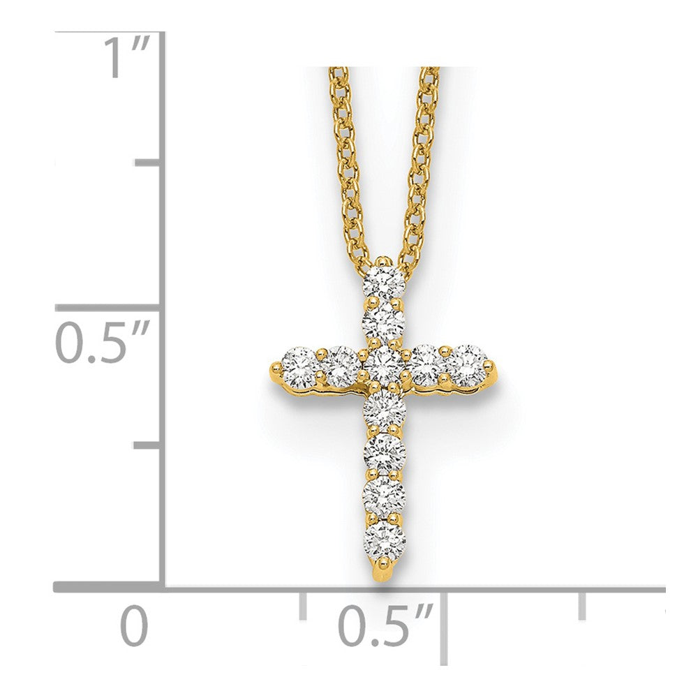 14K Yellow Gold True Origin 1/4 Carat Lab Grown Diamond Vs Def 18 Inch Cross Pendant Necklace