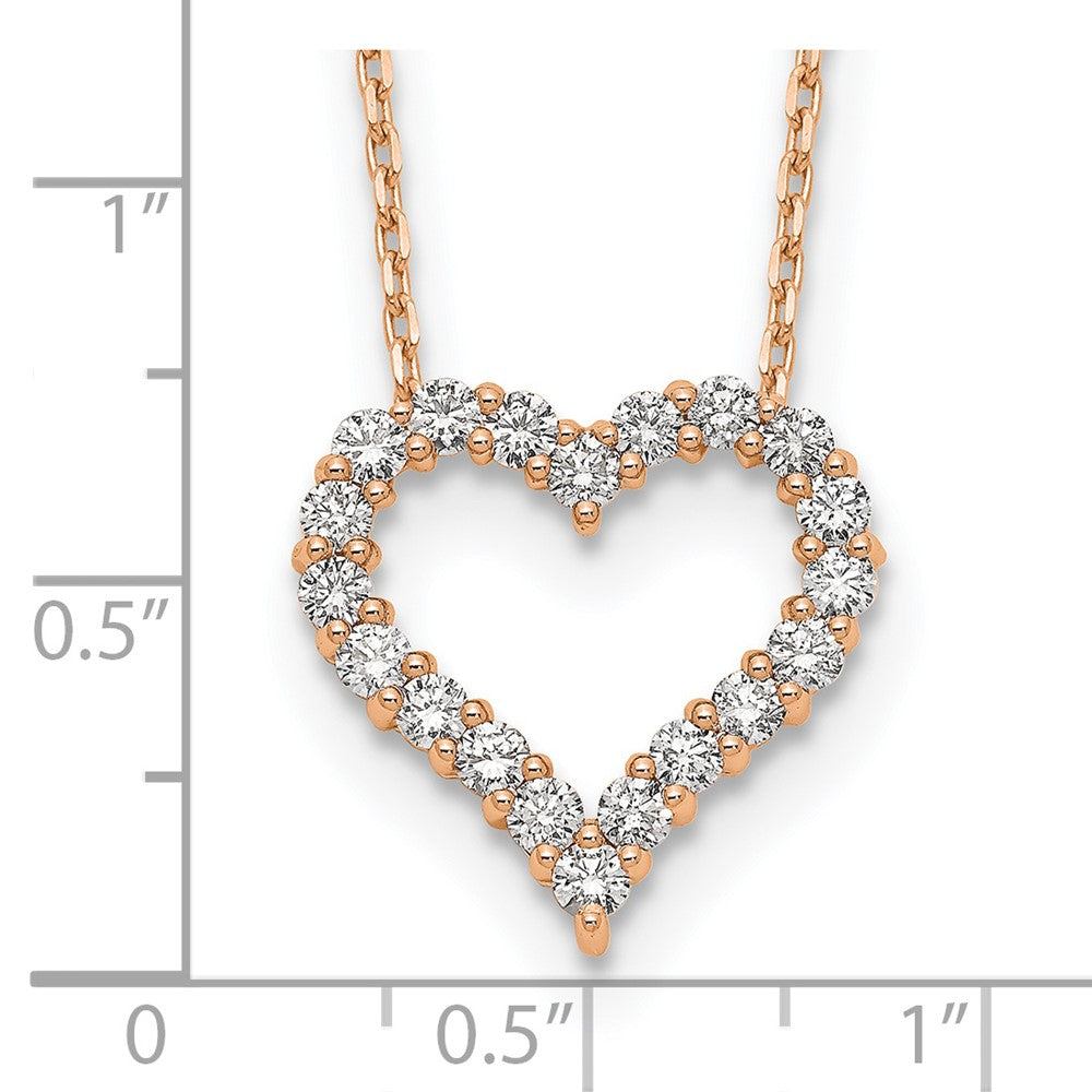 14K Rose Gold True Origin 1 Carat Lab Grown Diamond Vs Def 18 Inch Open Heart Pendant Necklace