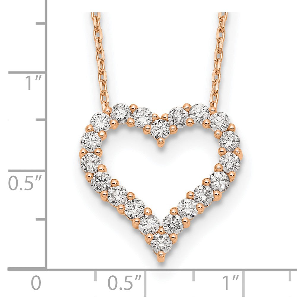 14K Rose Gold True Origin 1 1/2 Carat Lab Grown Diamond Vs Def 18 Inch Open Heart Pendant Necklace