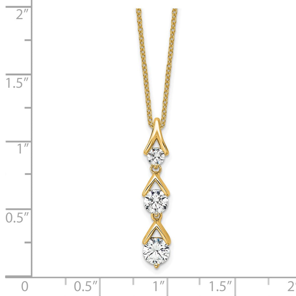 14K Yellow Gold True Origin 1 Carat Lab Grown Diamond Vs Def 18 Inch Three Stone Pendant Necklace