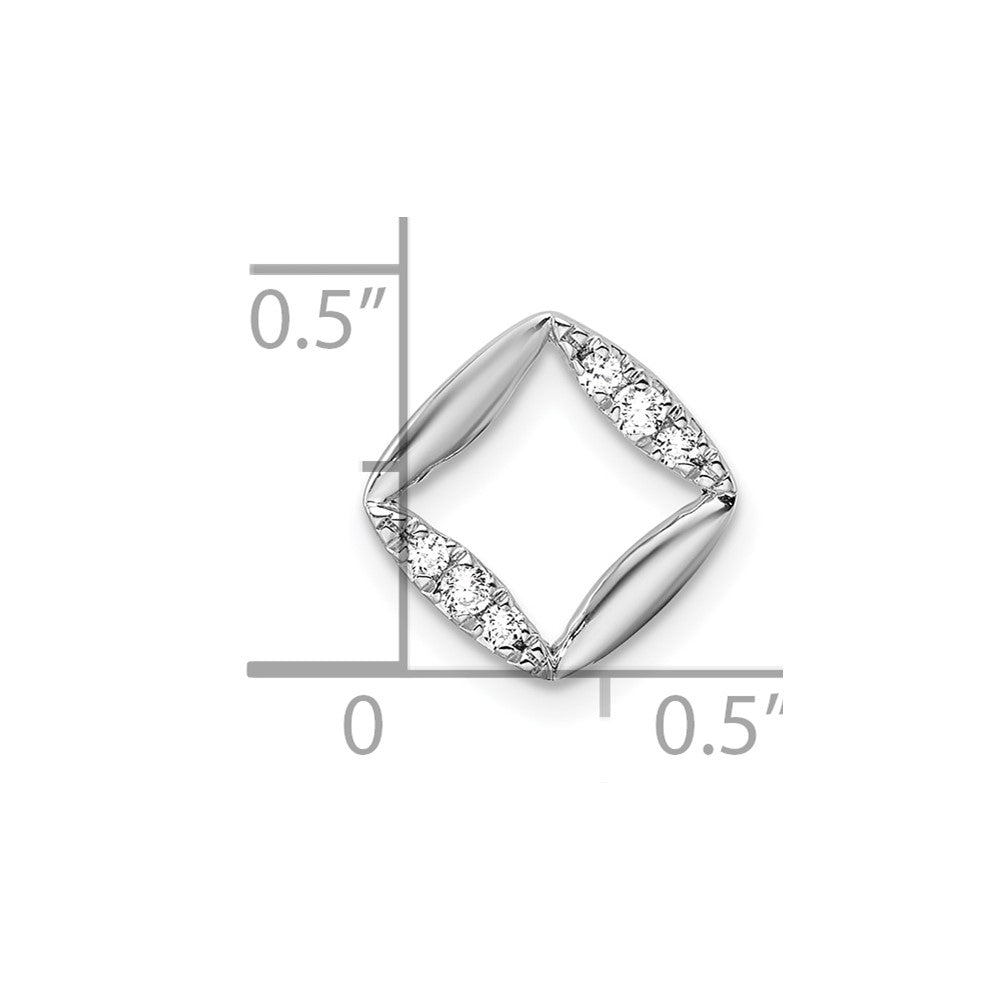 14k White Gold 1/15 Ct. Lab Grown Diamond VS/SI+ G+ Square Chain Slide Pendant