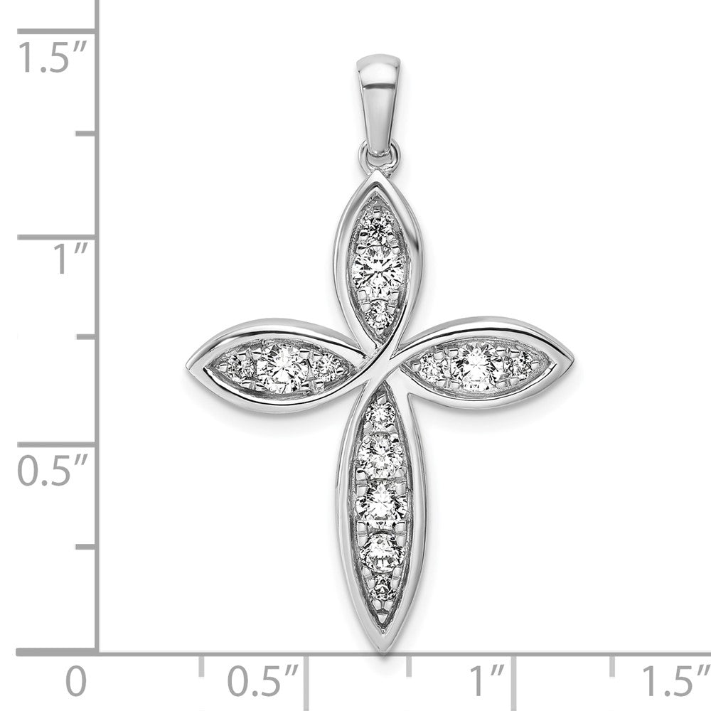 14k White Gold 3/4 Ct. Lab Grown Diamond VS/SI+ G+ Cross Pendant