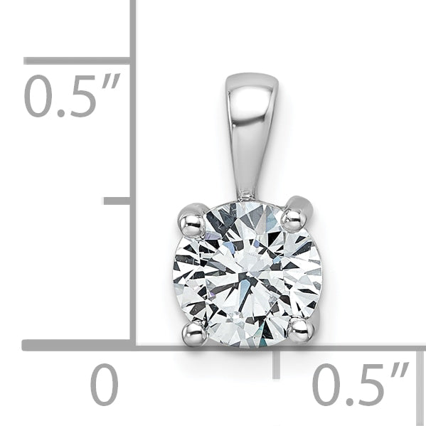 14k White Gold 1 Ct. Lab Grown Diamond VS/SI+ G+ Round Four Prong Pendant