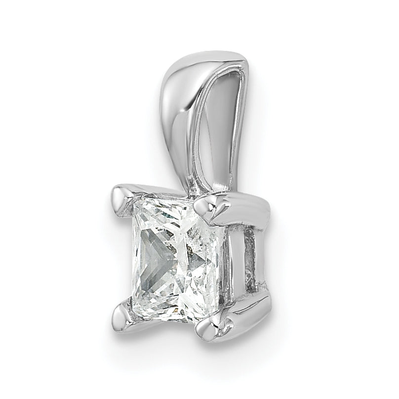 14K White Gold 1/2 Carat Certified Lab Grown Diamond Vs+ F+ Princess Complete Four Prong Pendant