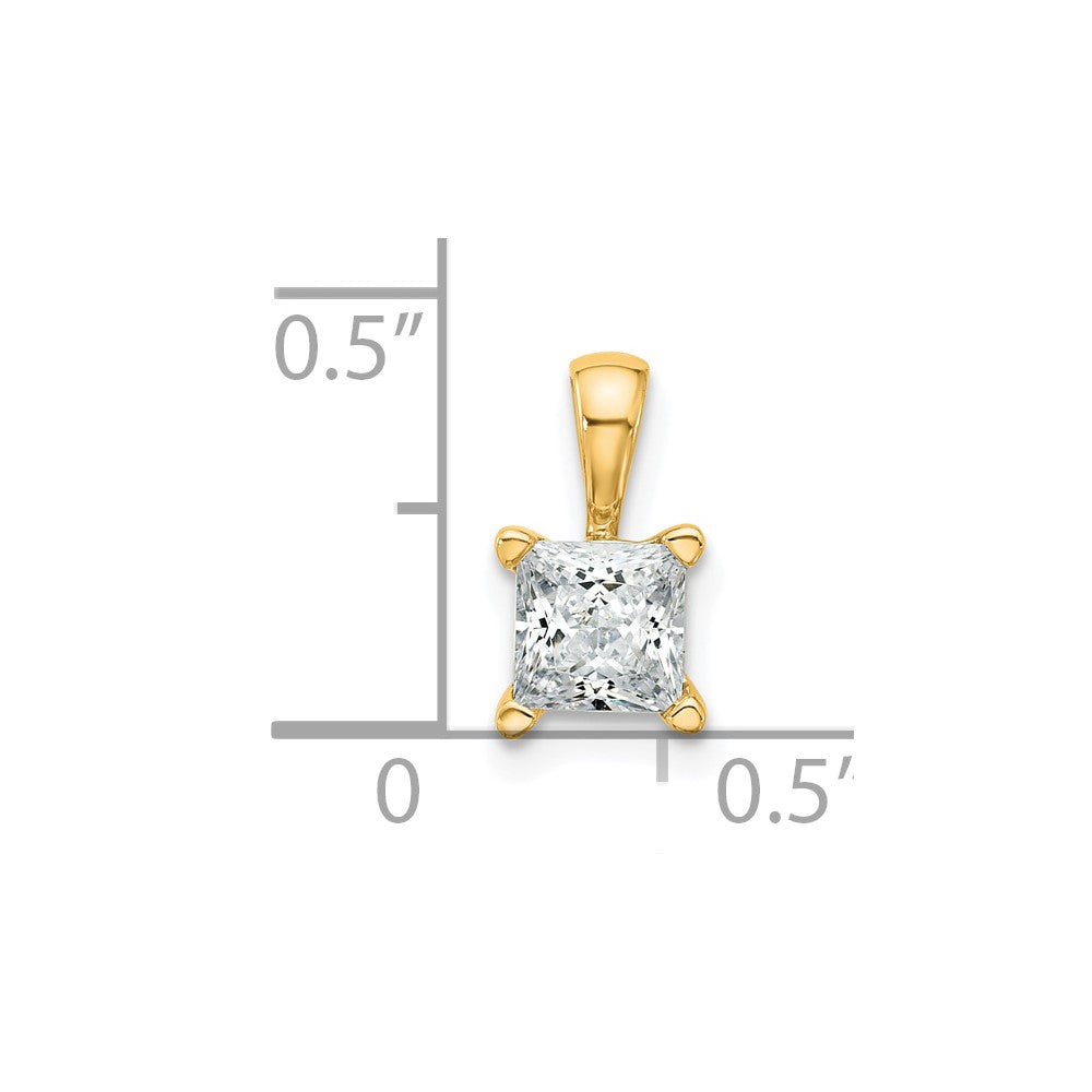 14k Yellow Gold 3/4 Ct. Certified Lab Grown Diamond VS/SI+ G+ Princess Complete Four Prong Pendant