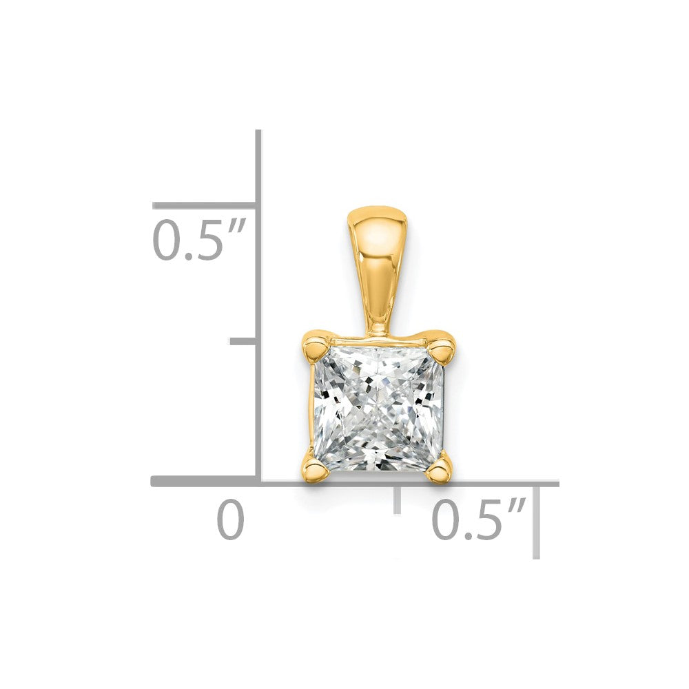 14k Yellow Gold 1 1/2 Ct. Lab Grown Diamond VS/SI+ G+ Princess Complete Four Prong Pendant