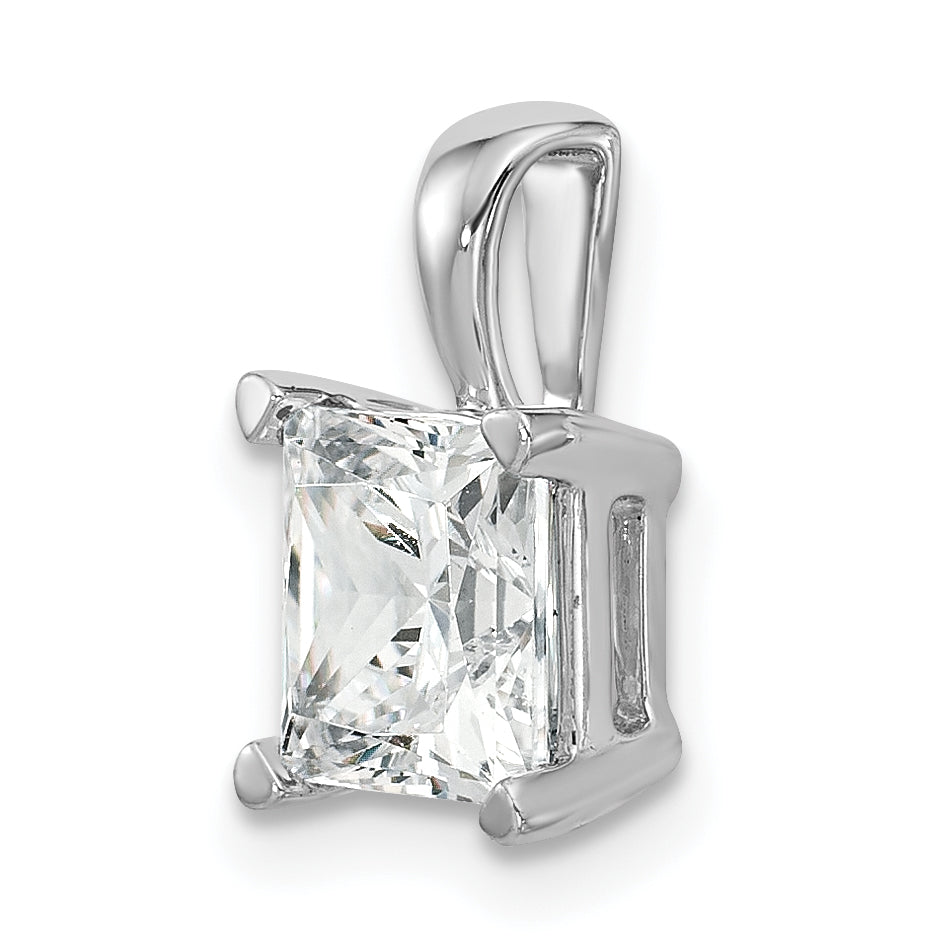 14K White Gold 2 Carat Certified Lab Grown Diamond Vs+ F+ Princess Complete Four Prong Pendant