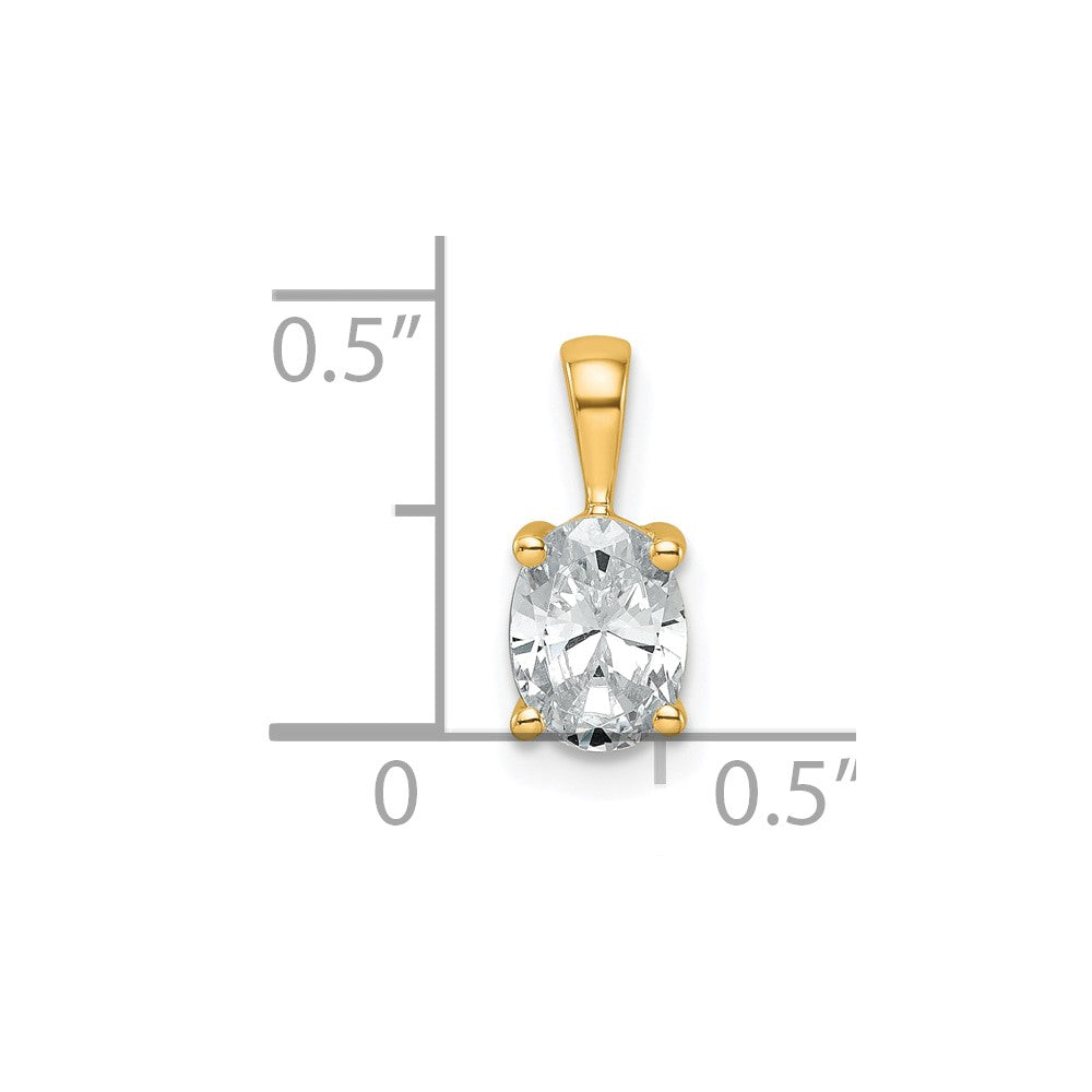 14K Yellow Gold 3/4 Carat Certified Lab Grown Diamond Vs+ F+ Oval Complete Four Prong Pendant