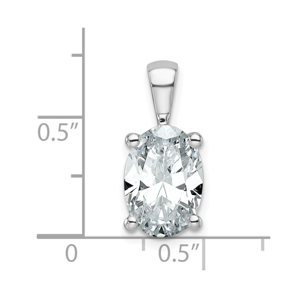 14k White Gold 3 Ct. Certified Lab Grown Diamond VS/SI+ G+ Oval Complete Four Prong Pendant