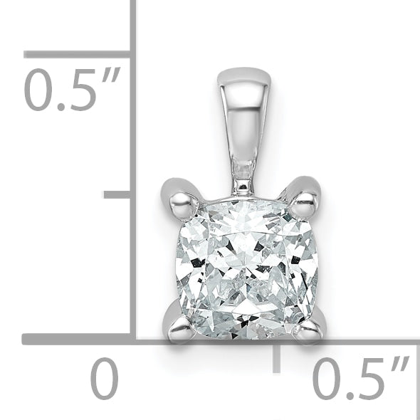 14k White Gold 1 Ct. Lab Grown Diamond VS/SI+ G+ Cushion Four Prong Pendant