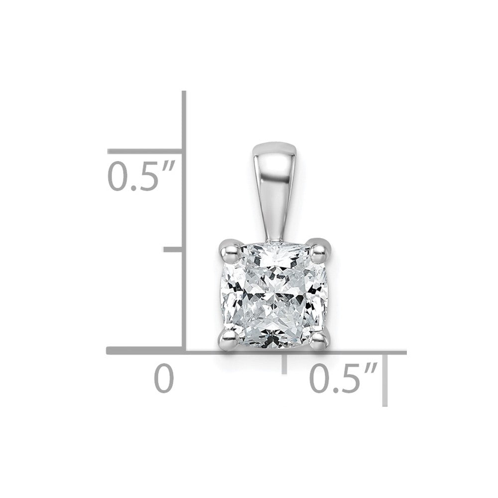 14k White Gold 1 1/2 Ct. Lab Grown Diamond VS/SI+ G+ Cushion Complete Four Prong Pendant