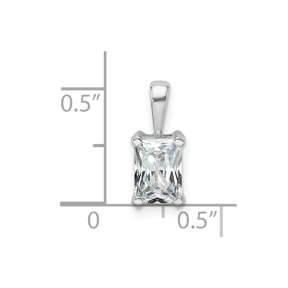 14k White Gold 1 Ct. Lab Grown Diamond VS/SI+ G+ Radiant Complete Four Prong Pendant