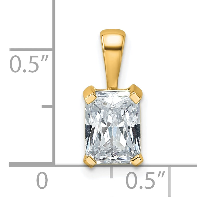 14k Yellow Gold 1 1/2 Ct. Certified Lab Grown Diamond VS/SI+ G+ Radiant Four Prong Pendant
