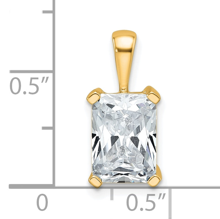 14k Yellow Gold 2 1/2 Ct. Certified Lab Grown Diamond VS/SI+ G+ Radiant Four Prong Pendant